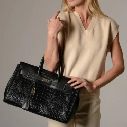 Mac Douglas Grand sac a main facon croco Pyla Meryl S*Femme Sacs À Main