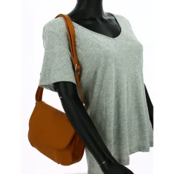 Mocca Petit sac bandouliere Dana a rabat en cuir*Femme Sacs Bandoulière