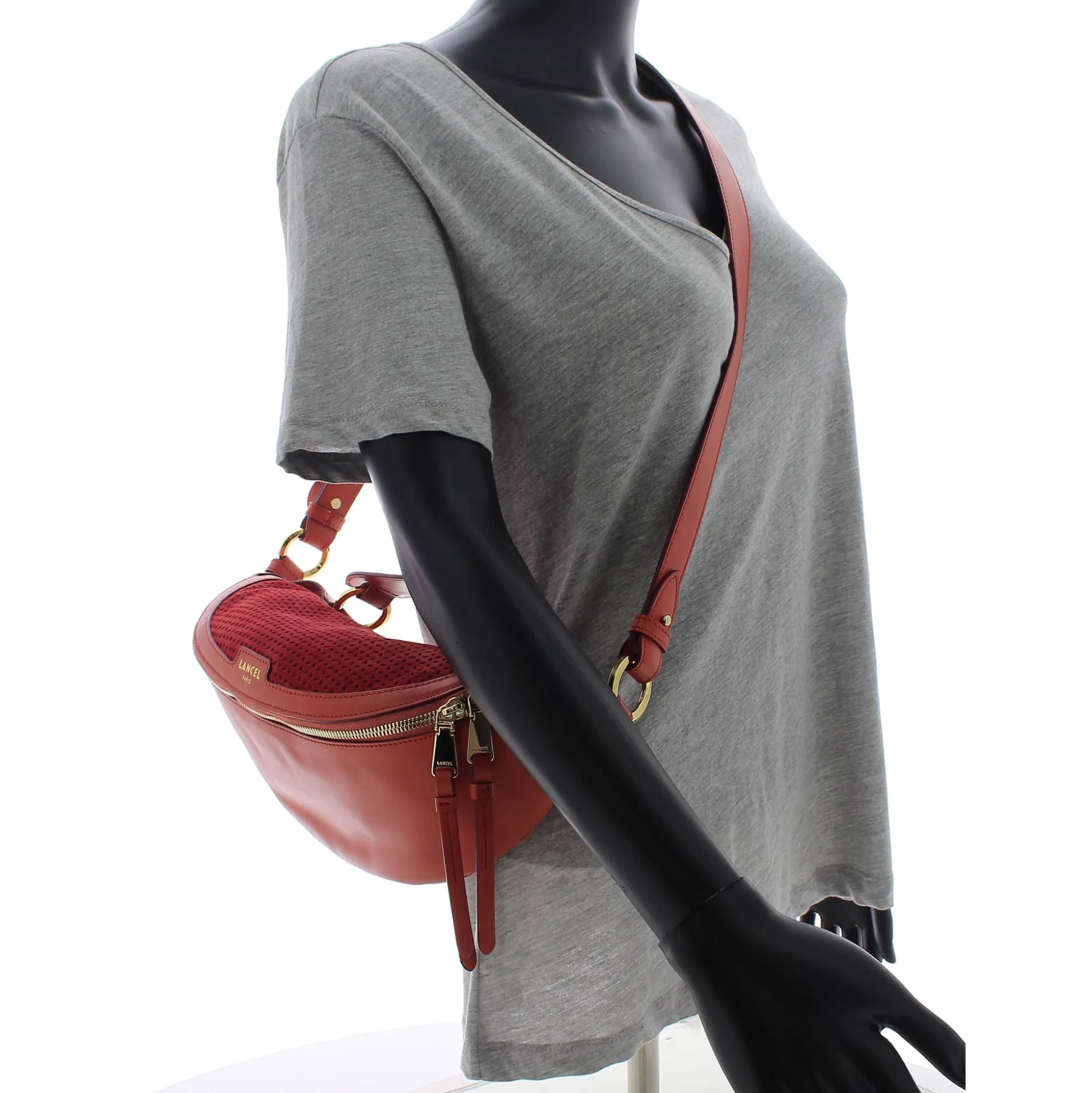Lancel Petit sac porte croise Origami S cuir suede et lisse*Femme Sacs Bandoulière