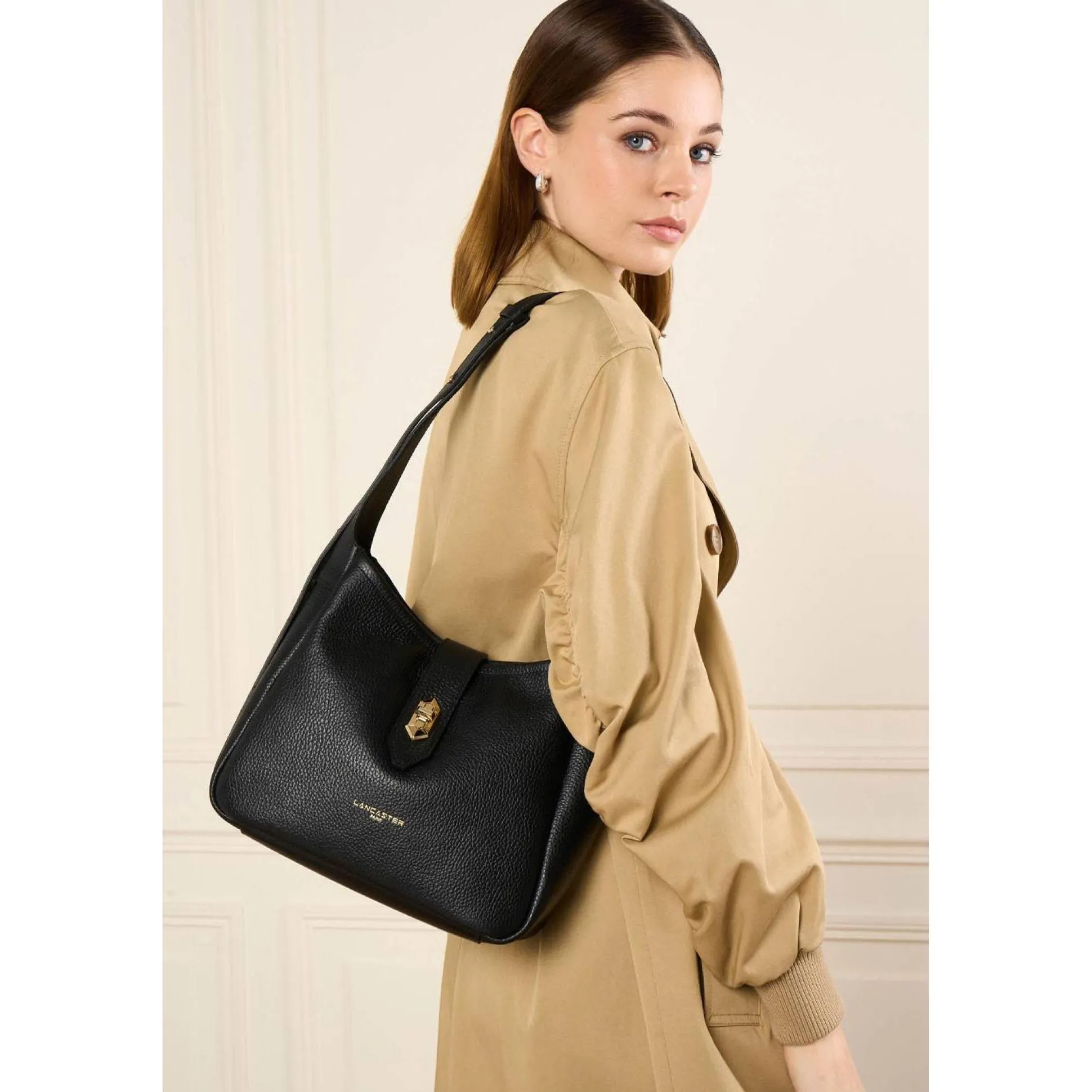 Lancaster Petit sac seau avec fermoir dore S Top Double*Femme Sacs Bandoulière
