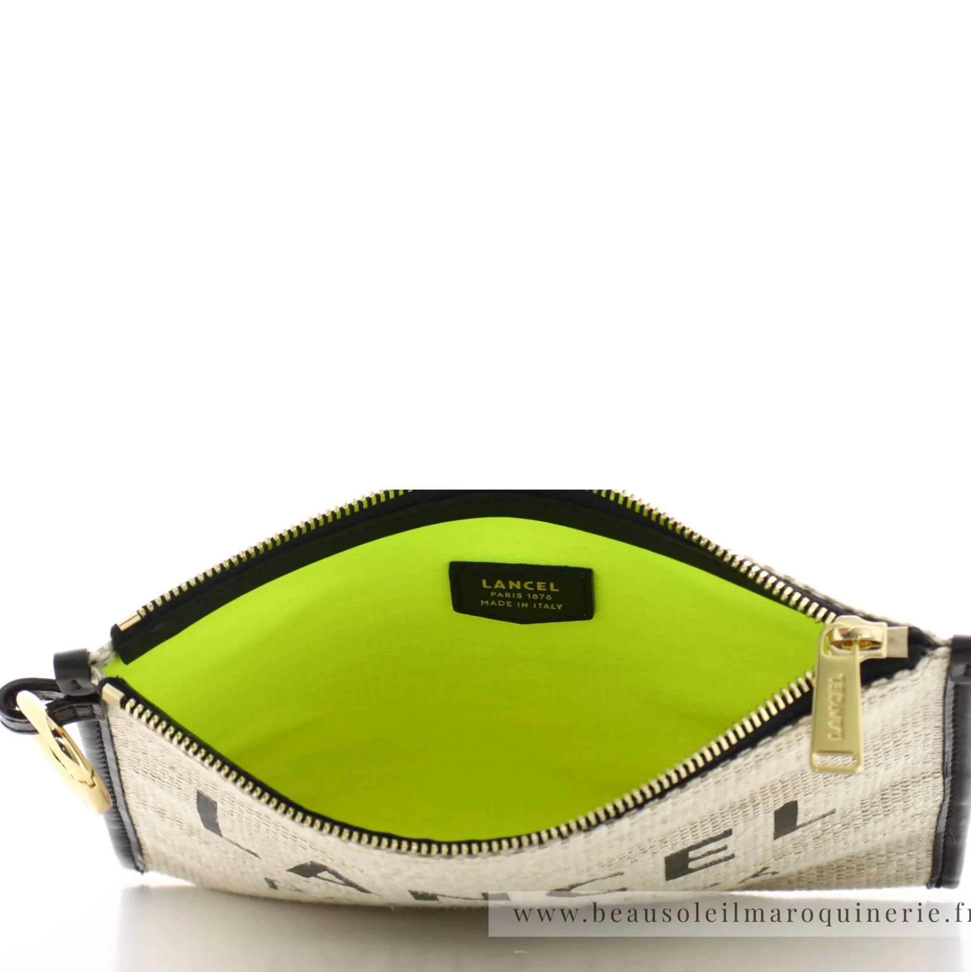 Lancel Pochette zippee Summer Tote toile de jute*Femme Pochettes