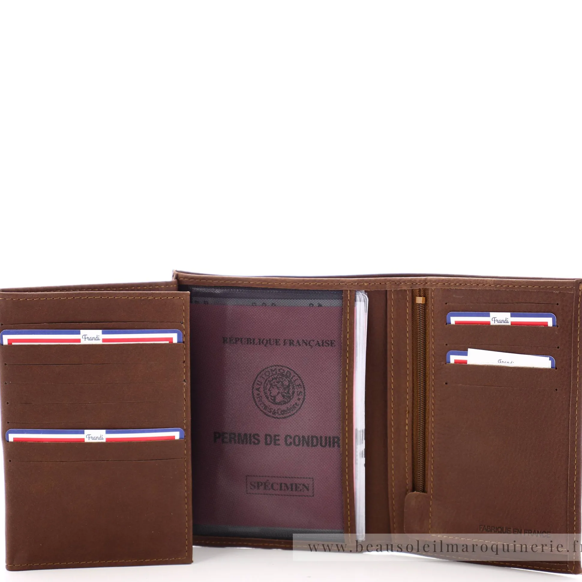 Frandi Portefeuille 3 volets en cuir Authentique*Homme Portefeuilles Homme