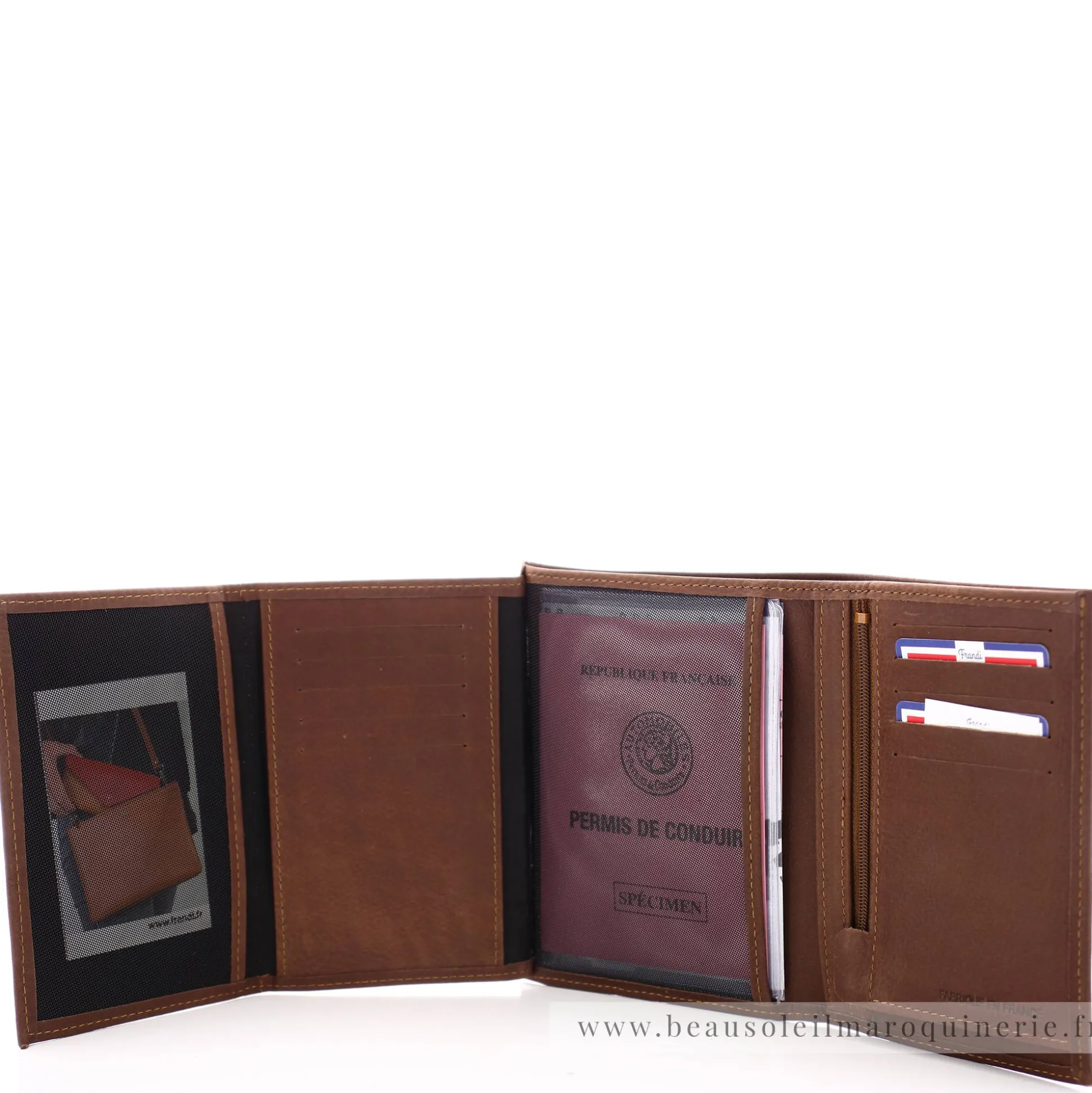 Frandi Portefeuille 3 volets en cuir Authentique*Homme Portefeuilles Homme