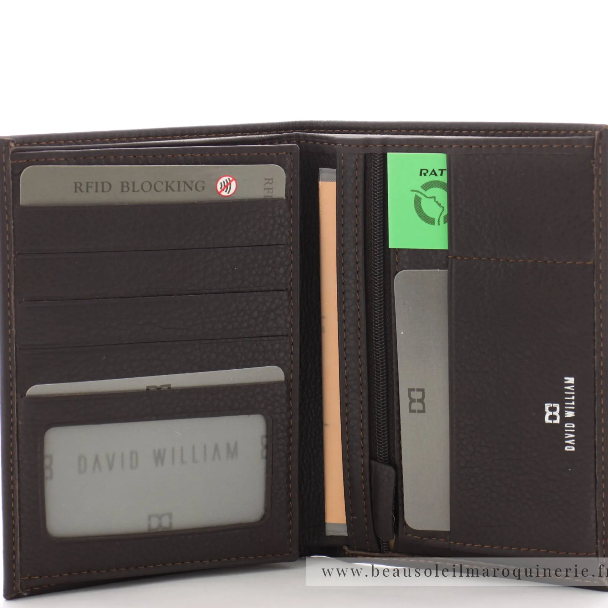 David William Portefeuille 2 volets Helva en cuir de vachette*Homme Portefeuilles Homme