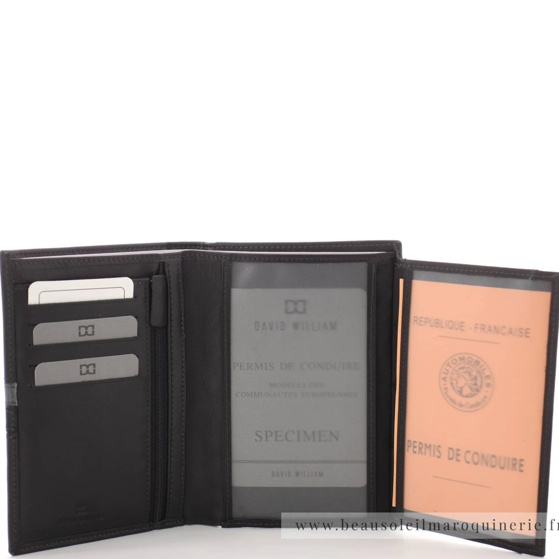 David William Portefeuille 2 volets Roussere detail bandes*Homme Portefeuilles Homme