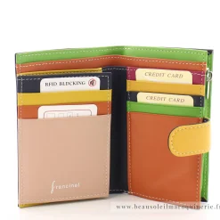 Francinel Portefeuille pression multicolore cuir Casual*Femme Portefeuilles Femme
