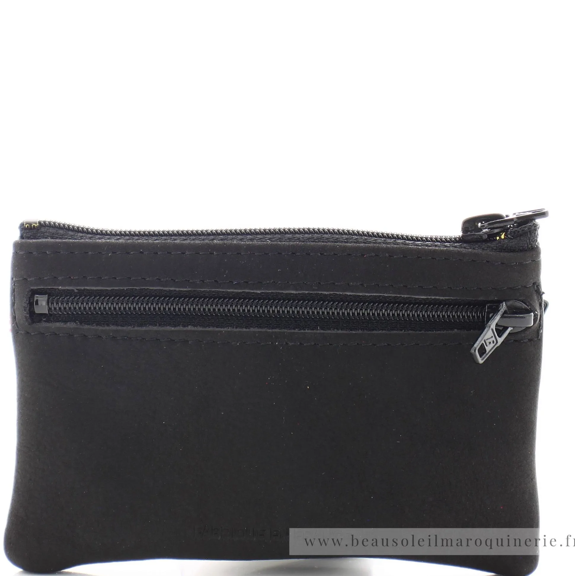 Frandi Porte-monnaie plat en cuir Authentique zippe*Homme Porte-Monnaie Homme