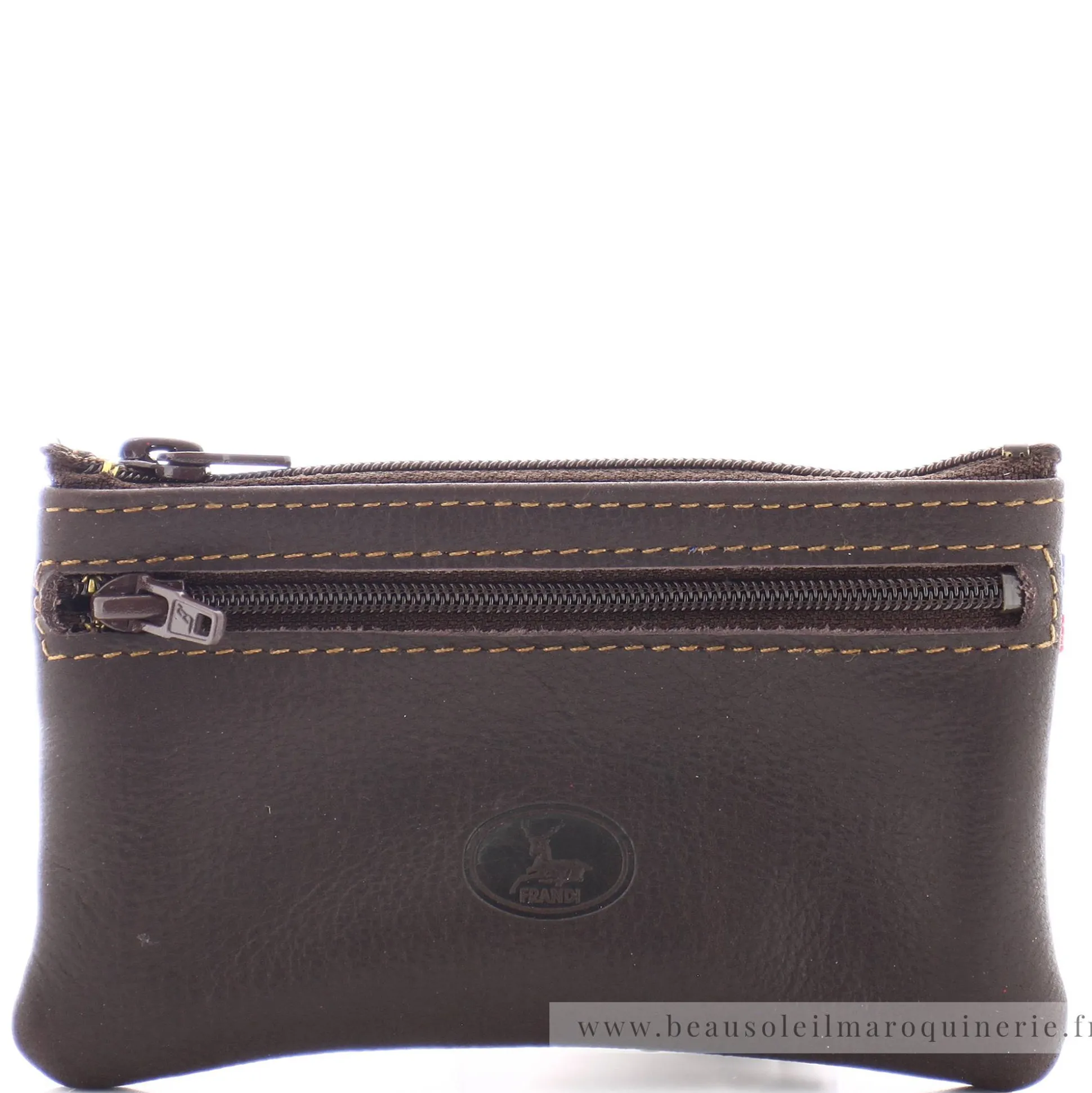 Frandi Porte-monnaie plat en cuir Authentique zippe*Homme Porte-Monnaie Homme
