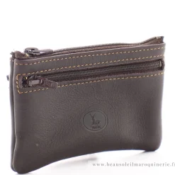 Frandi Porte-monnaie plat en cuir Authentique zippe*Homme Porte-Monnaie Homme