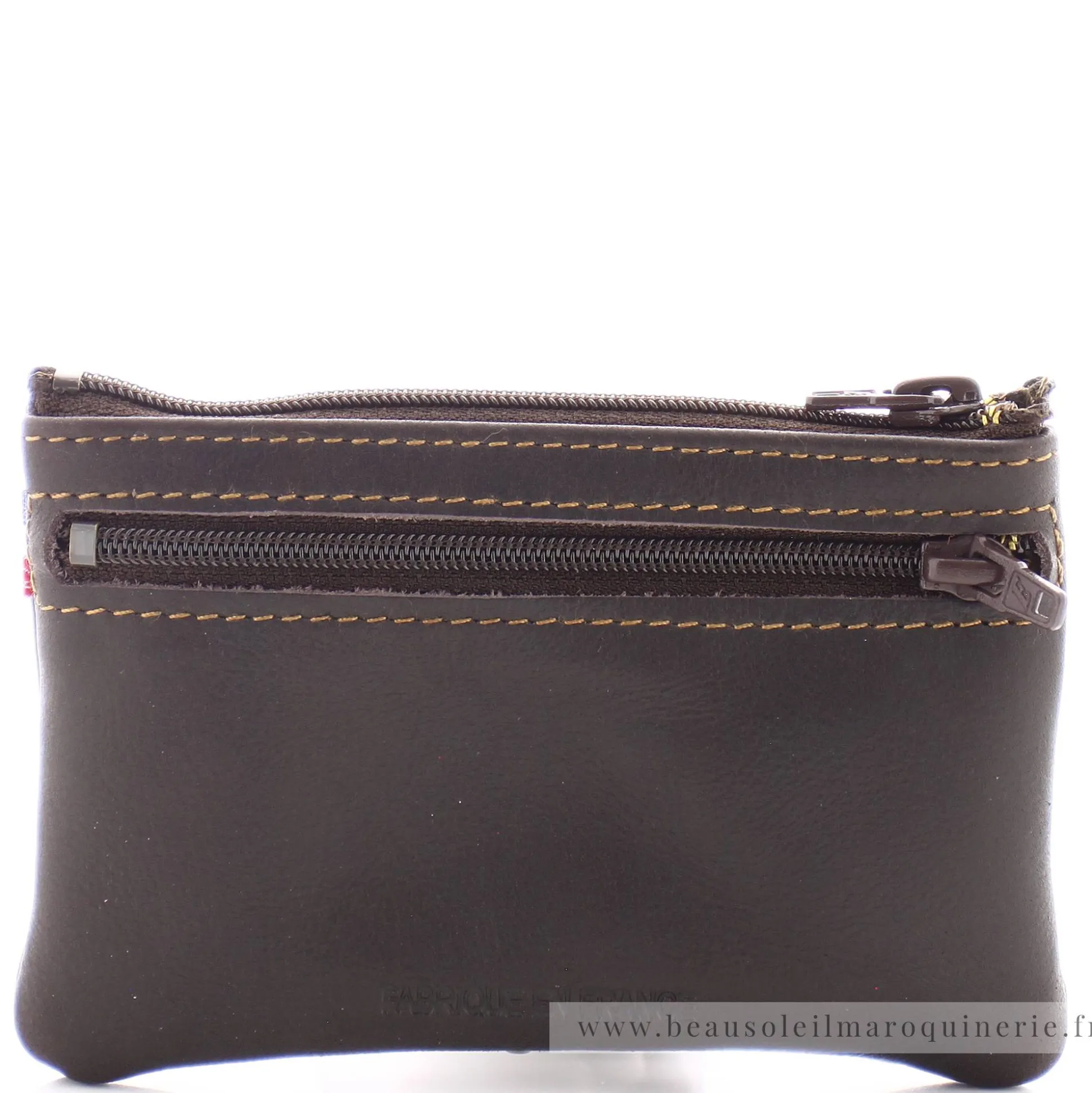 Frandi Porte-monnaie plat en cuir Authentique zippe*Homme Porte-Monnaie Homme