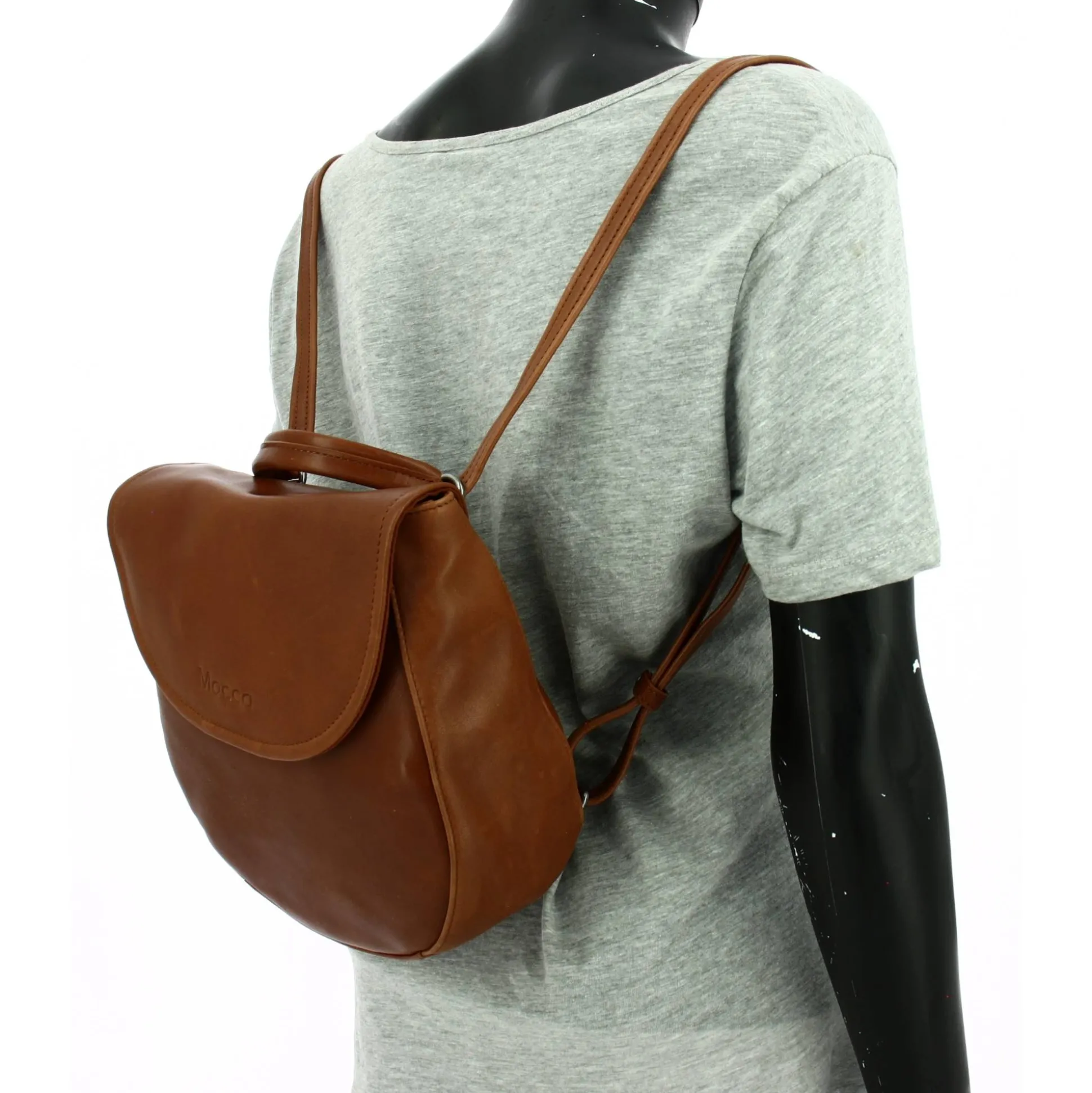 Mocca Sac a dos femme Cristina cuir a rabat*Femme Sacs À Dos Femme