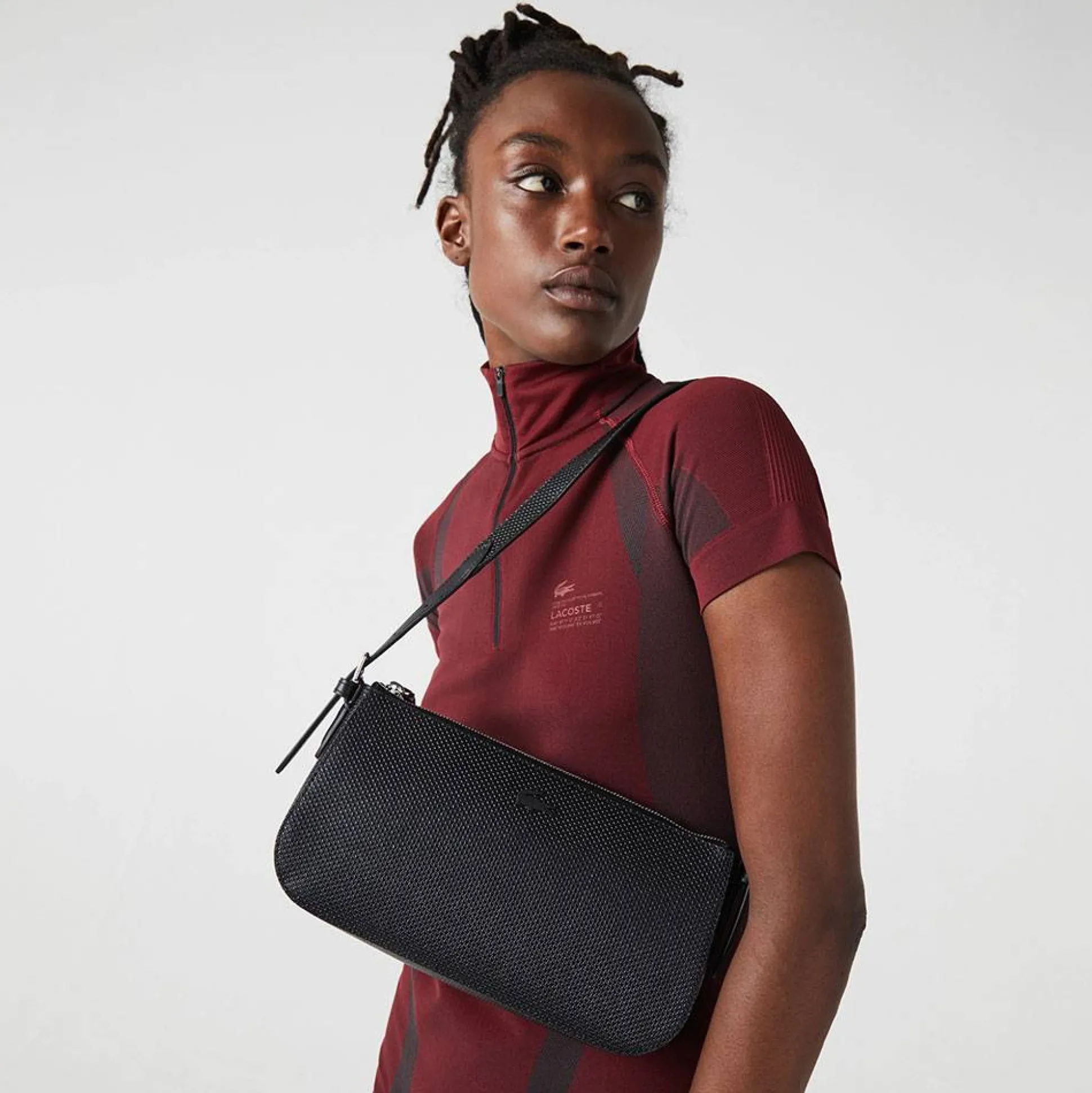 Lacoste Sac baguette Chantaco en cuir*Femme Sacs Porté Épaule|Sacs Bandoulière