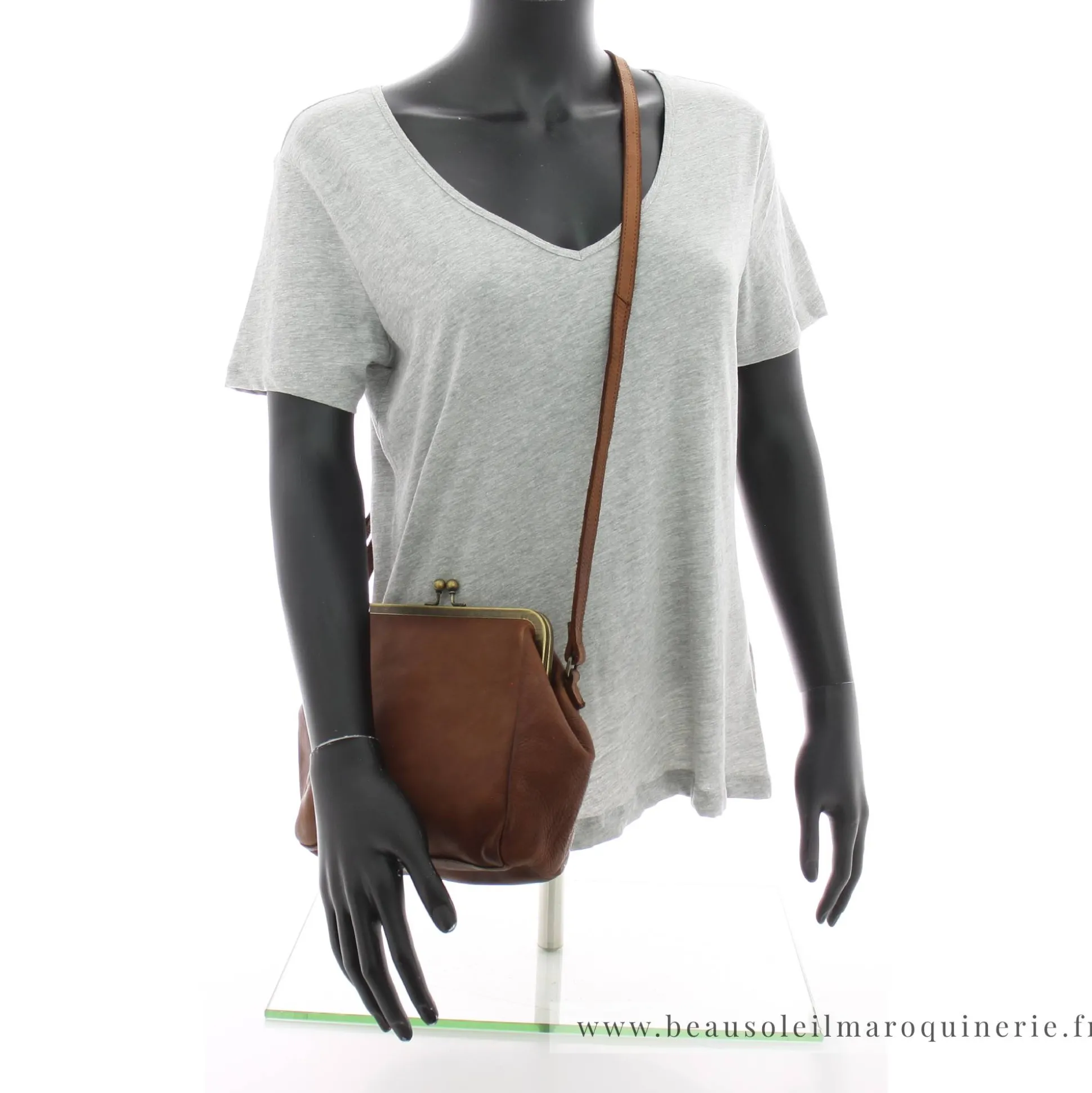 Biba Sac bandouliere Boston en cuir avec fermoir*Femme Sacs Bandoulière