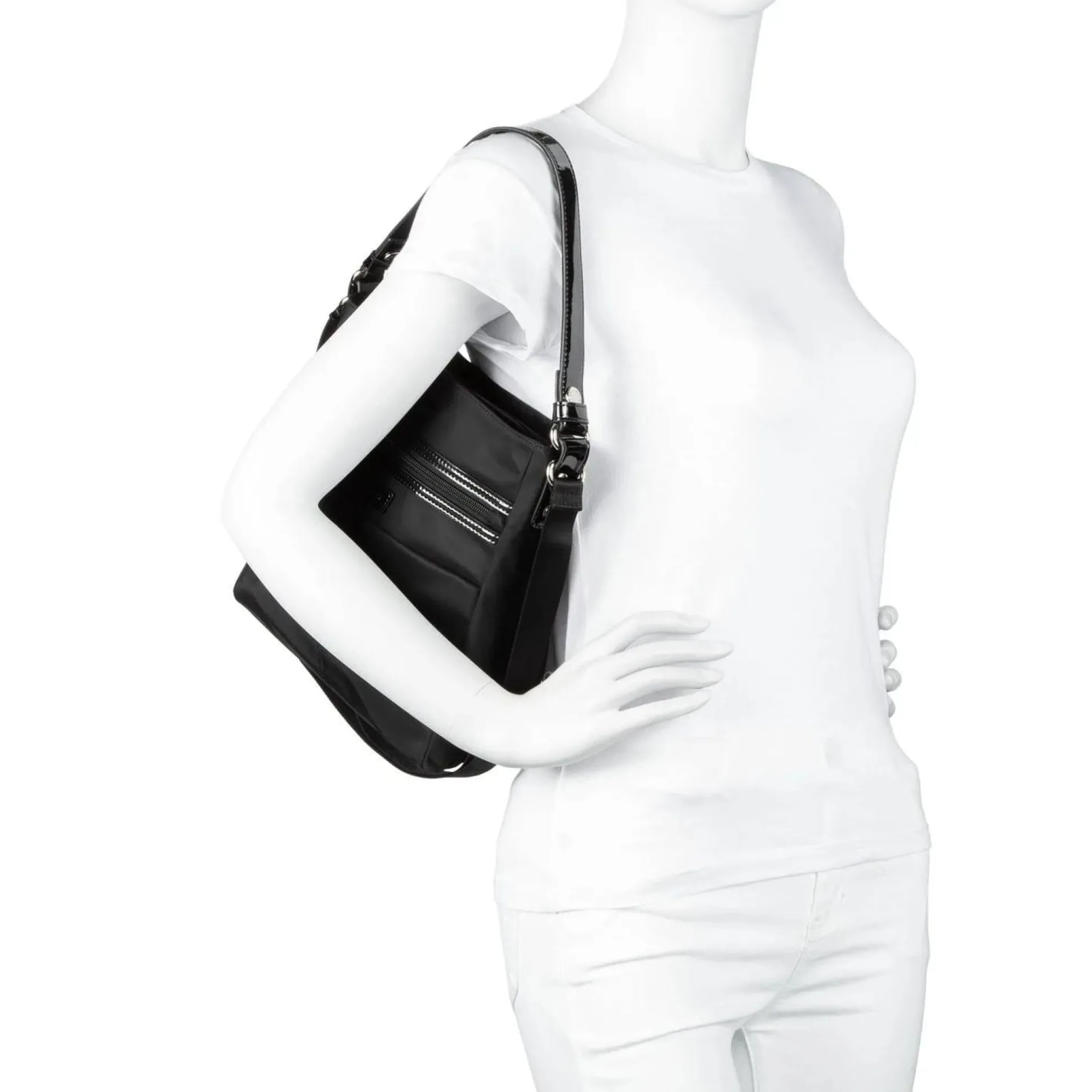 Lancaster Sac bandouliere double porte Basic Verni*Femme Sacs Porté Épaule|Sacs Bandoulière