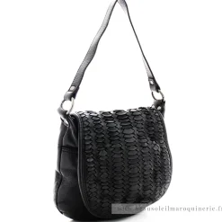 Biba Sac bandouliere Hardy a rabat en cuir tresse*Femme Sacs Porté Épaule|Sacs Bandoulière