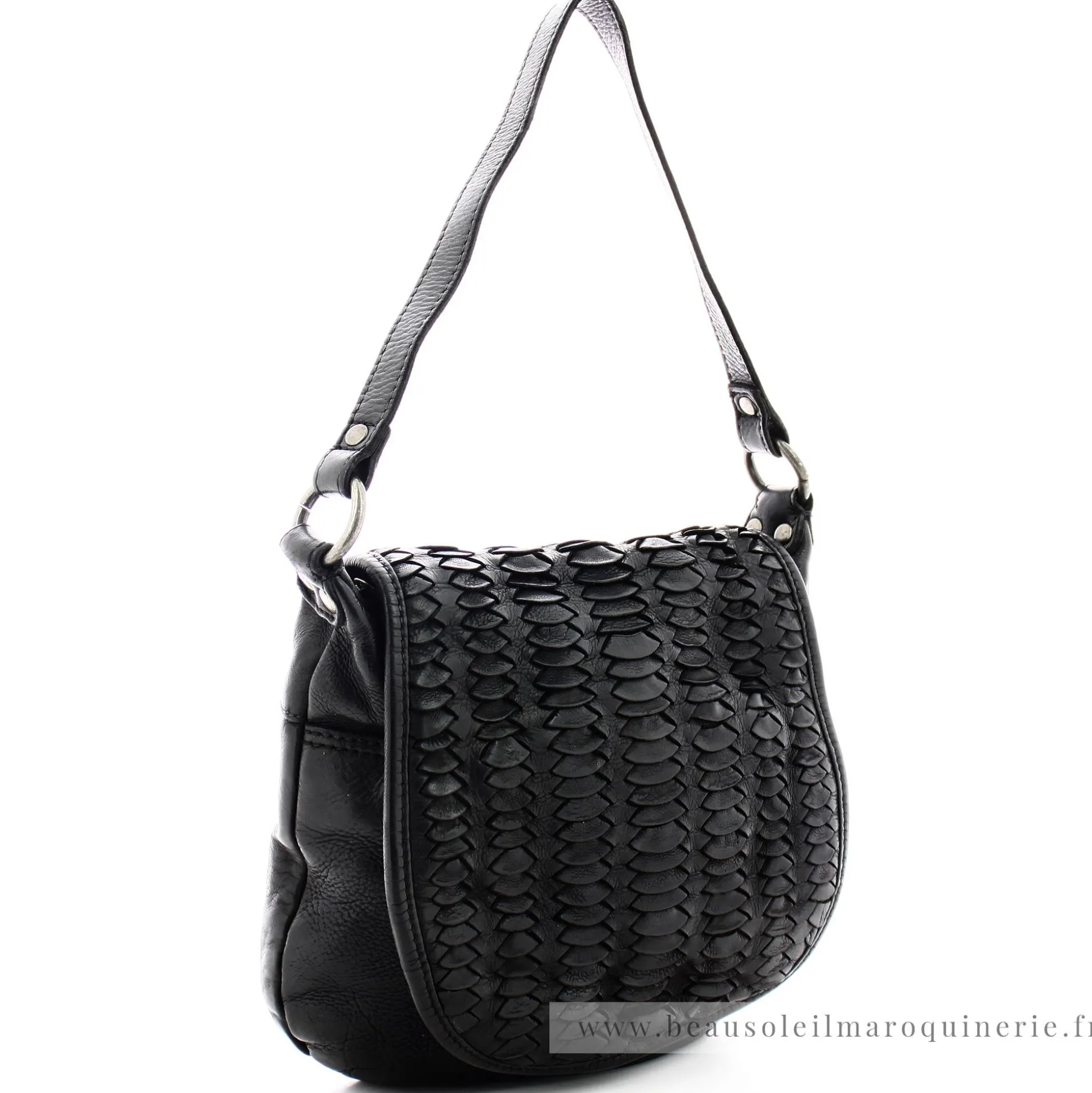 Biba Sac bandouliere Hardy a rabat en cuir tresse*Femme Sacs Porté Épaule|Sacs Bandoulière