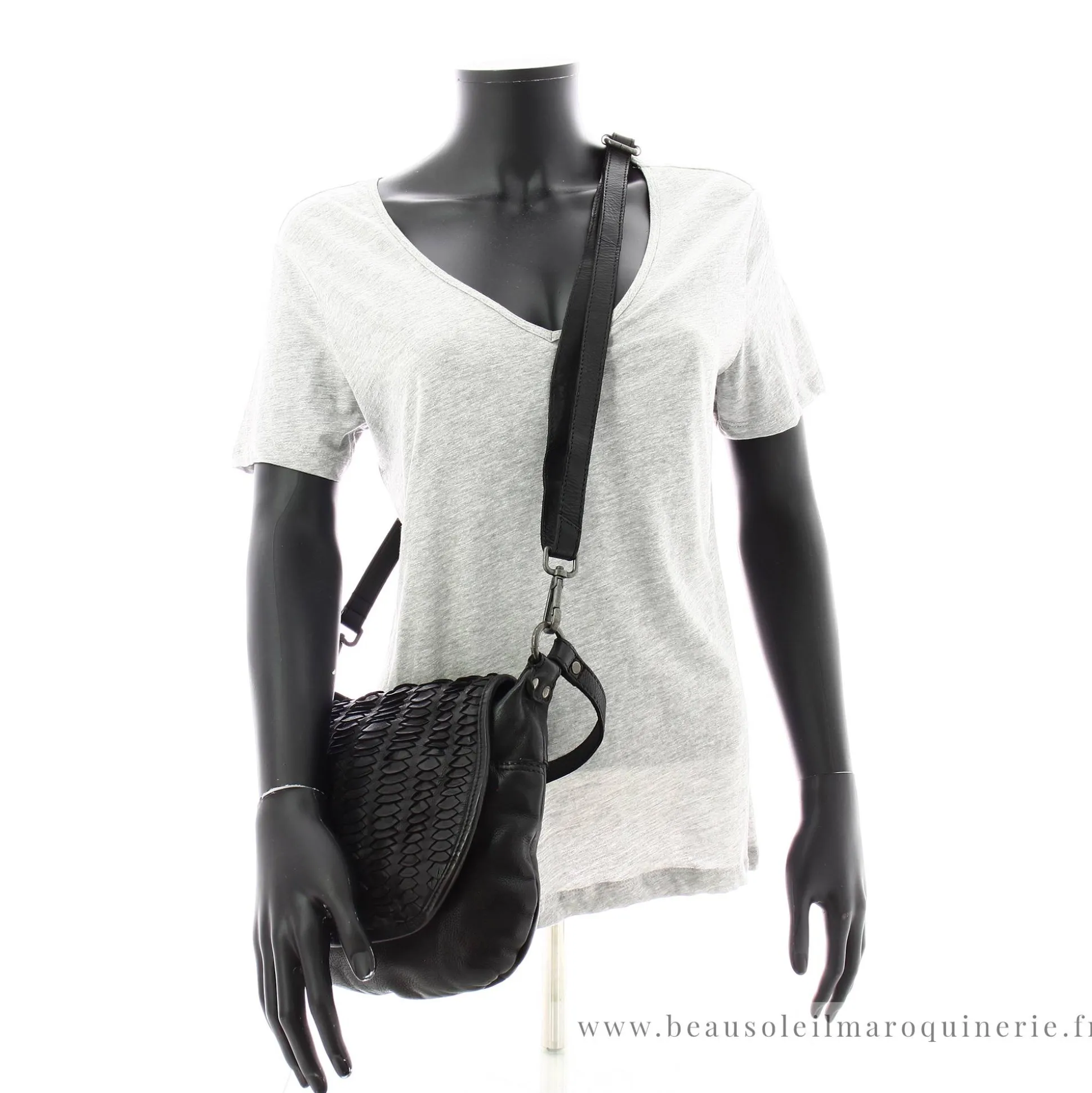 Biba Sac bandouliere Hardy a rabat en cuir tresse*Femme Sacs Porté Épaule|Sacs Bandoulière