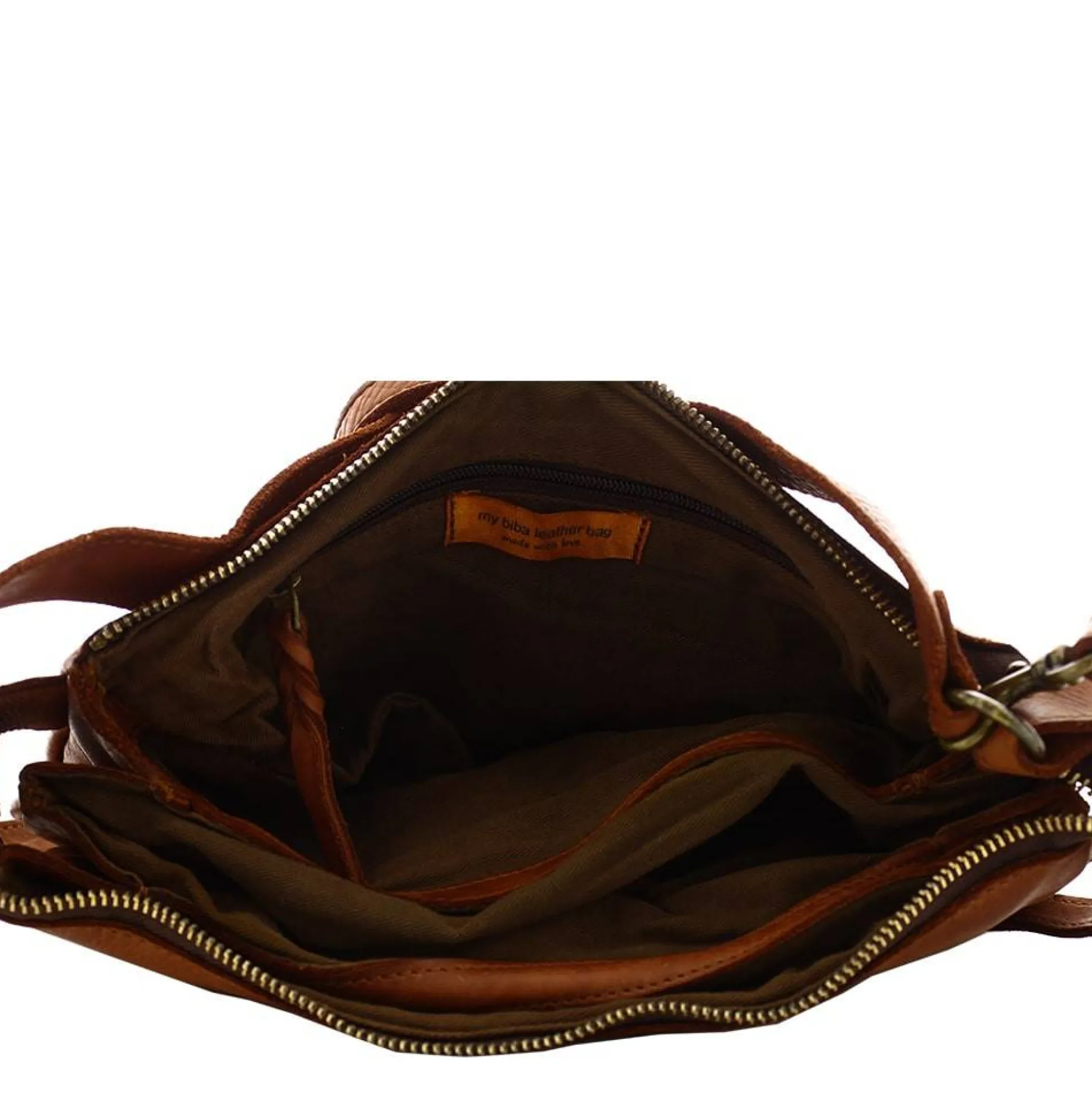 Biba Sac bandouliere zippe Boston cuir vintage*Femme Sacs Bandoulière