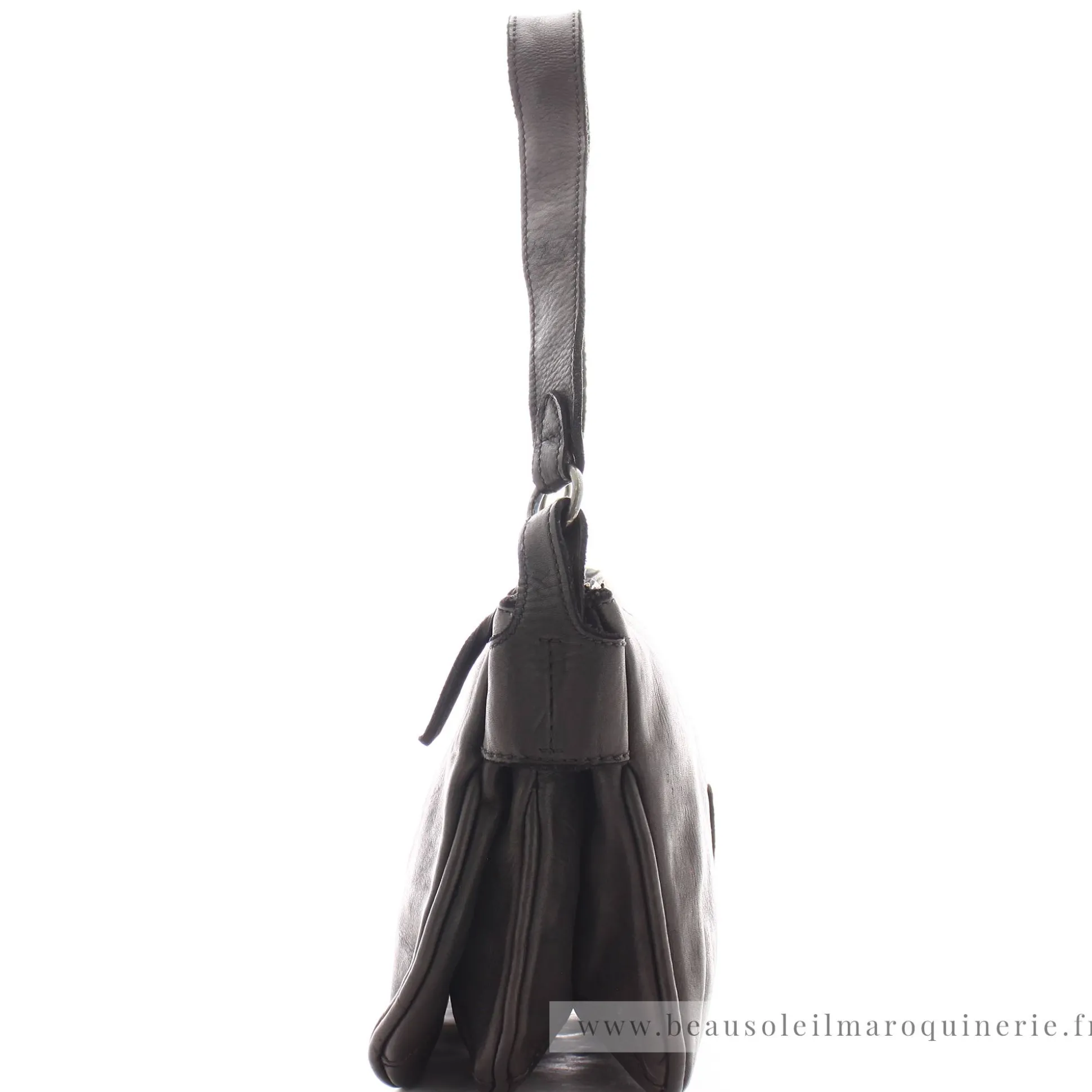 Biba Sac bandouliere zippe Boston cuir vintage*Femme Sacs Bandoulière