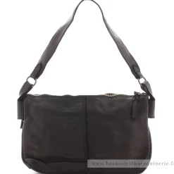 Biba Sac bandouliere zippe Boston cuir vintage*Femme Sacs Bandoulière