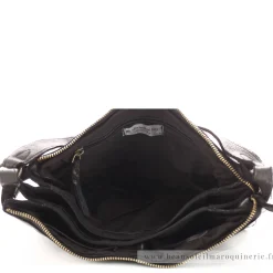 Biba Sac bandouliere zippe Boston cuir vintage*Femme Sacs Bandoulière