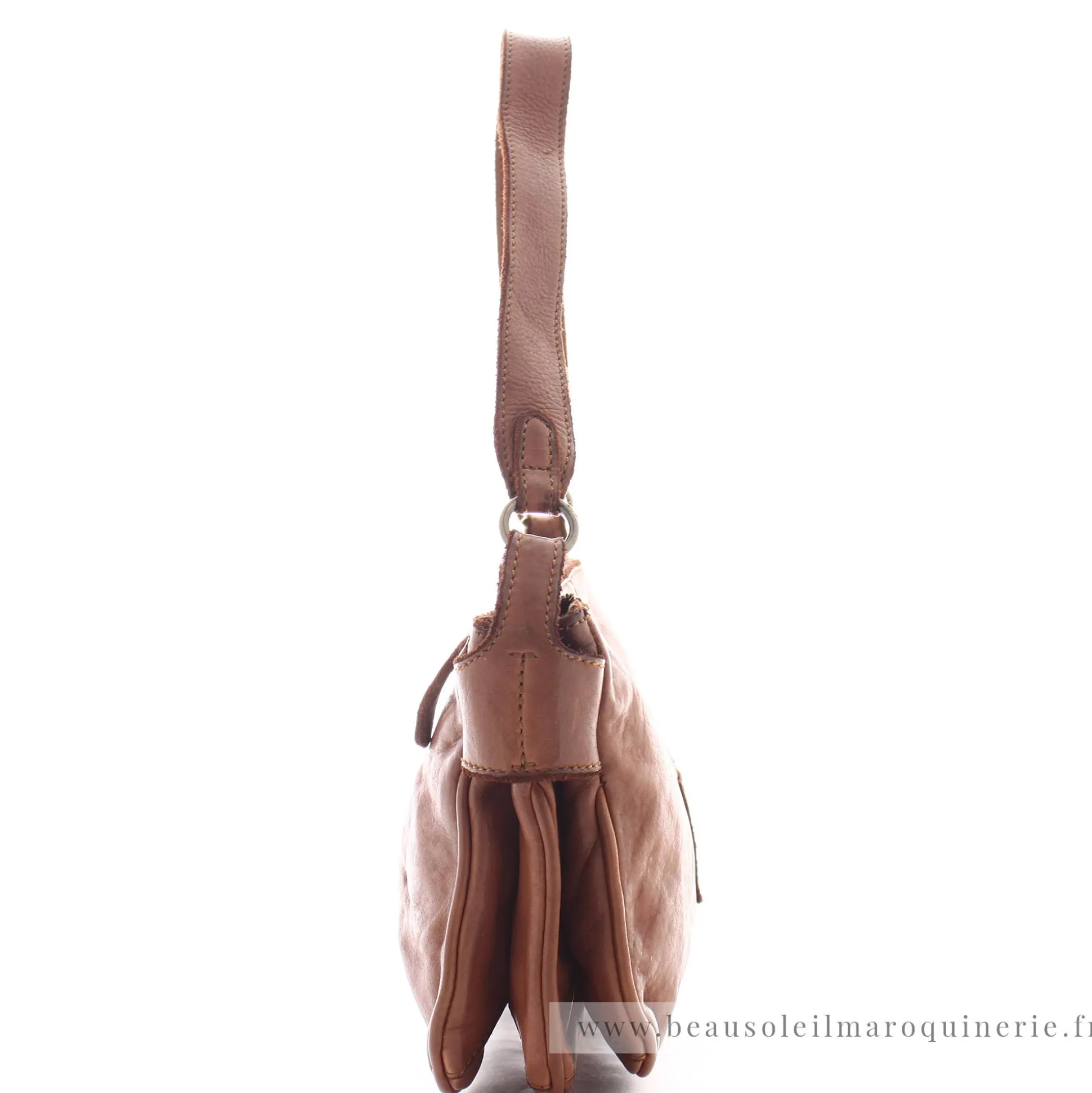 Biba Sac bandouliere zippe Boston cuir vintage*Femme Sacs Bandoulière