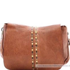 Biba Sac besace porte epaule Hancock rabat cloute grand format*Femme Sacs Bandoulière