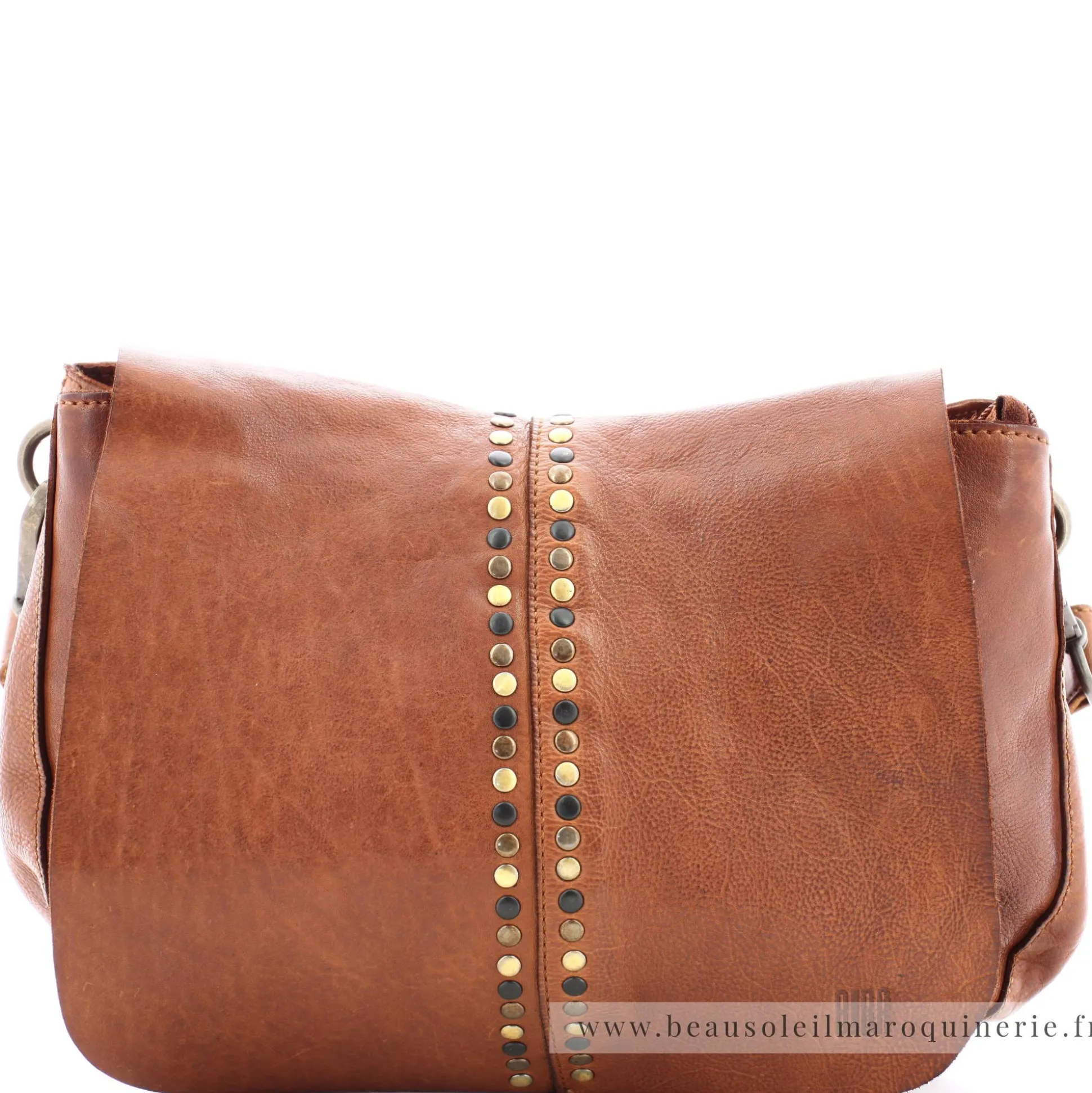 Biba Sac besace porte epaule Hancock rabat cloute grand format*Femme Sacs Bandoulière