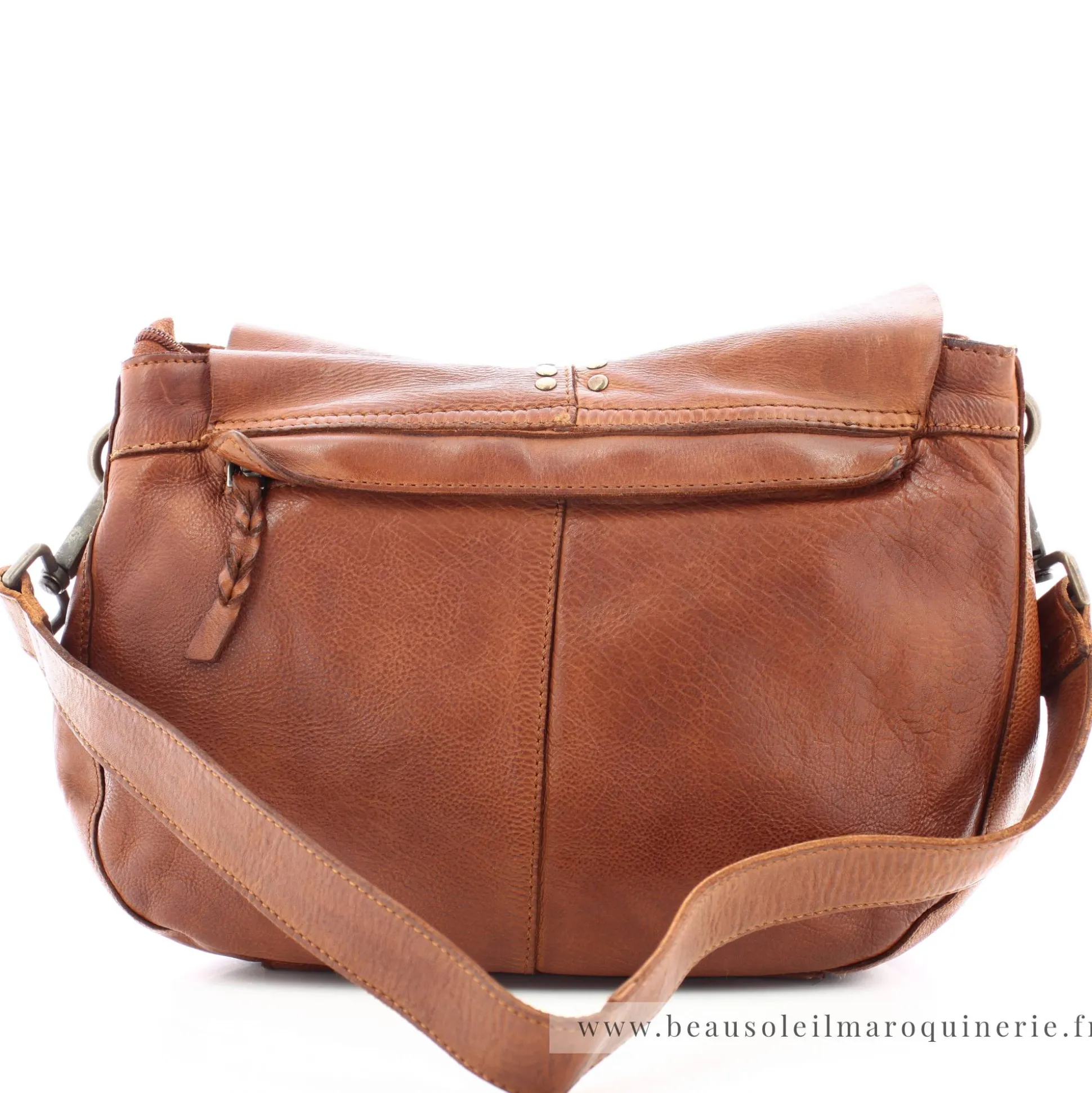 Biba Sac besace porte epaule Hancock rabat cloute grand format*Femme Sacs Bandoulière