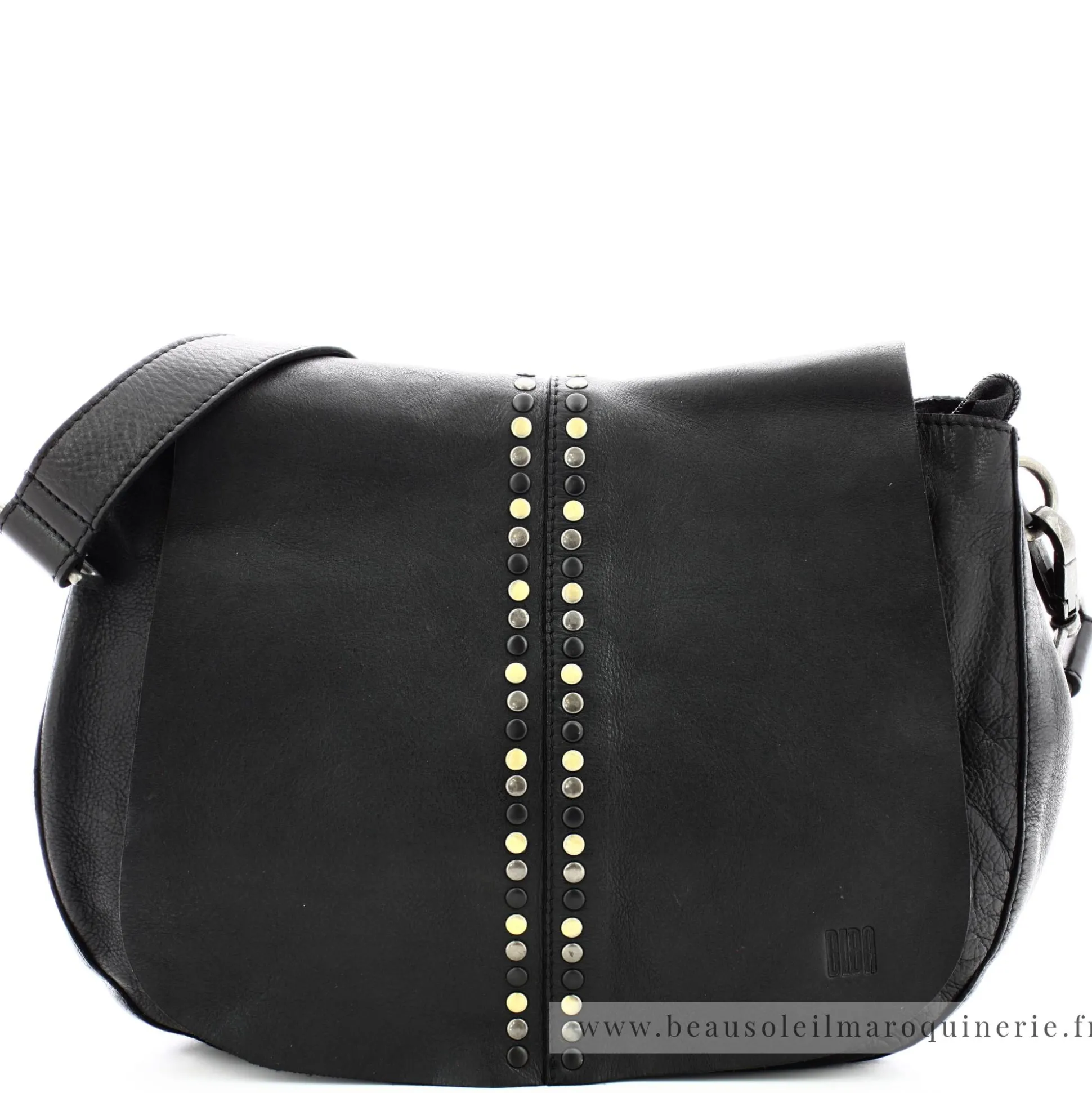 Biba Sac besace porte epaule Hancock rabat cloute grand format*Femme Sacs Bandoulière