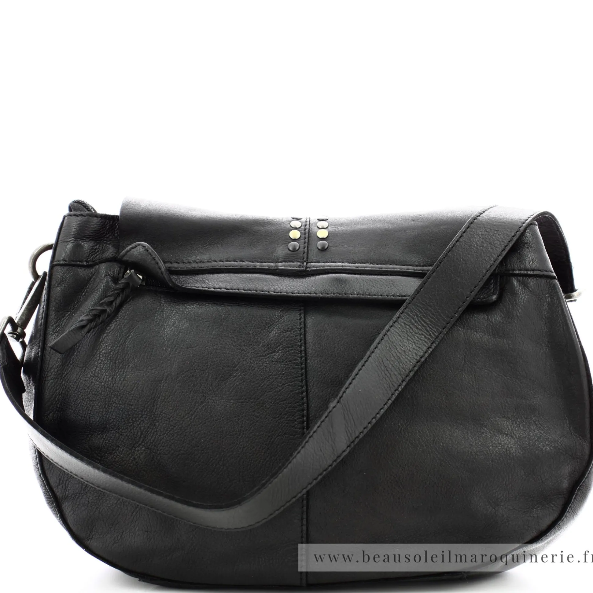 Biba Sac besace porte epaule Hancock rabat cloute grand format*Femme Sacs Bandoulière