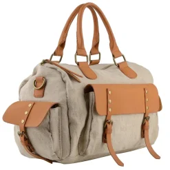 Mia & Joy Sac bowling Wendy toile et similicuir*Femme Sacs À Main
