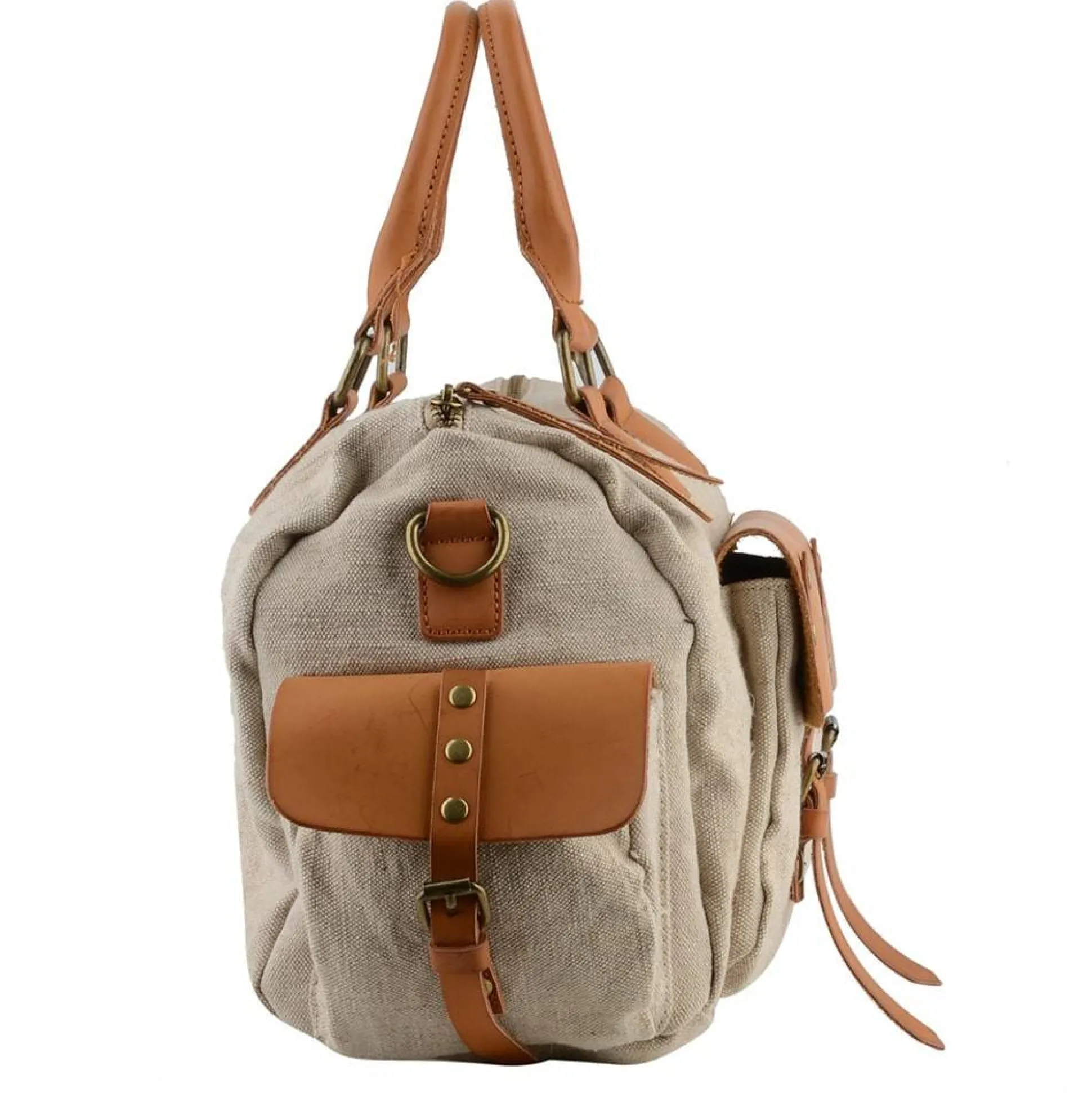 Mia & Joy Sac bowling Wendy toile et similicuir*Femme Sacs À Main