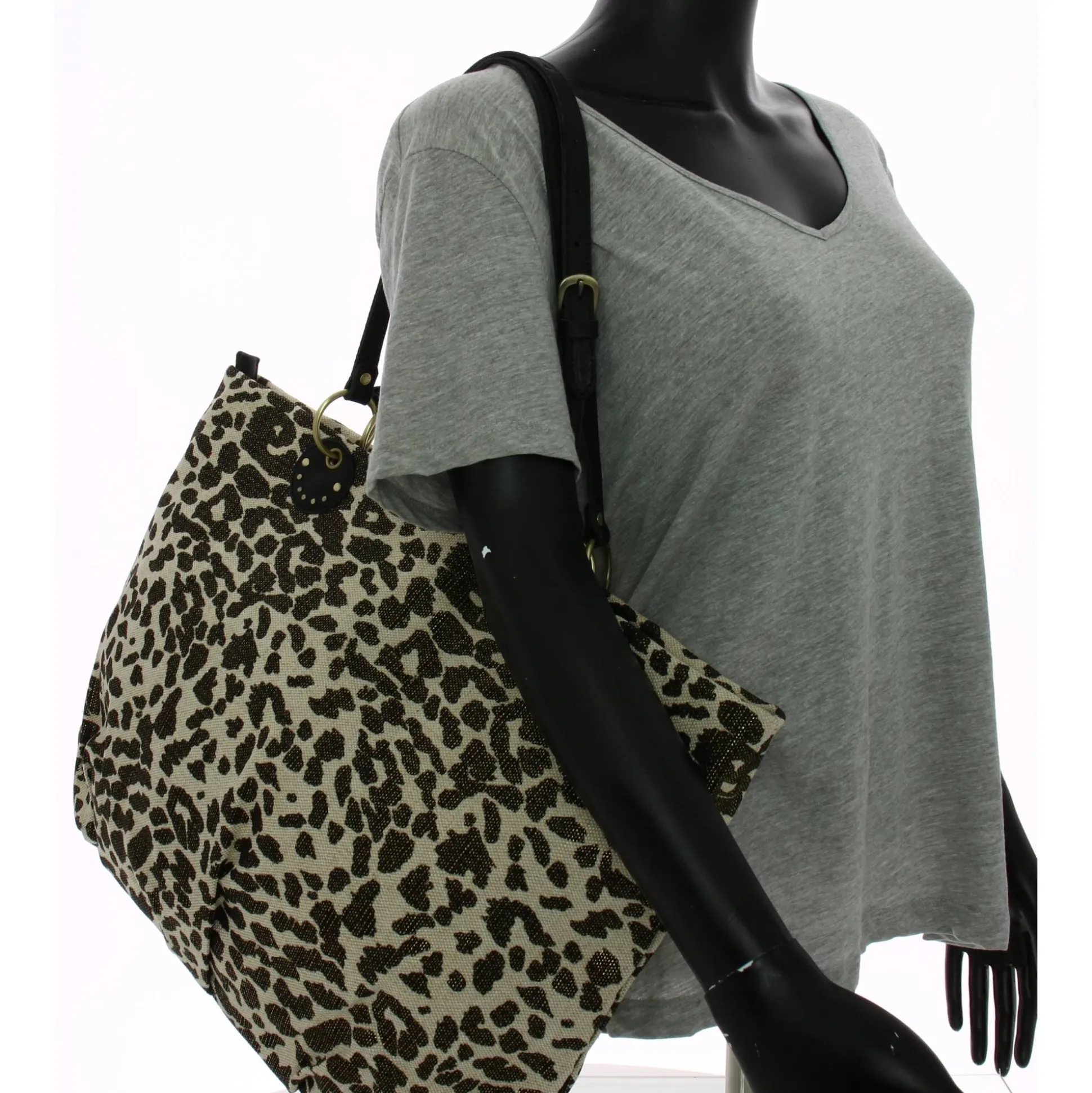 Mila Louise Sac cabas porte main Nica LP leopard*Femme Sacs Cabas