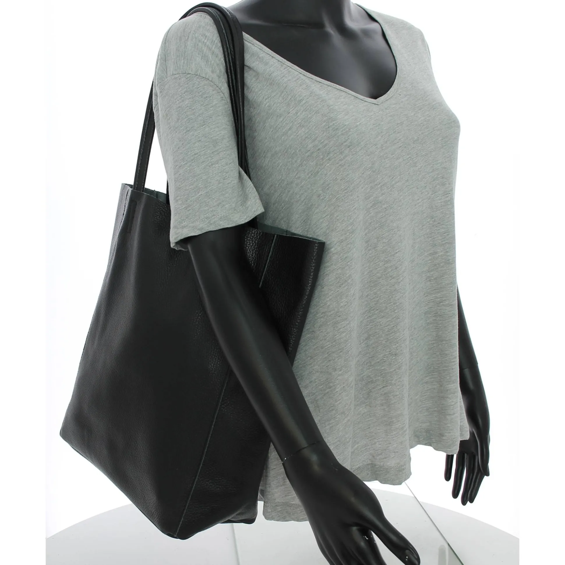 Marlon Firenze Sac cabas vertical cuir graine porte epaule*Femme Sacs Cabas