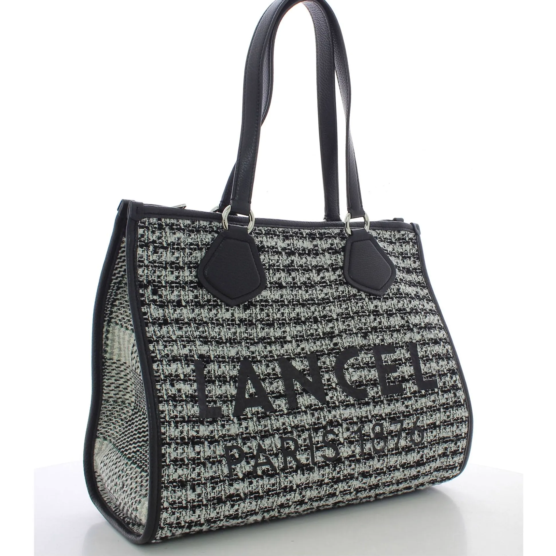 Lancel Sac cabas zippe effet tweed tartan L*Femme Sacs Cabas