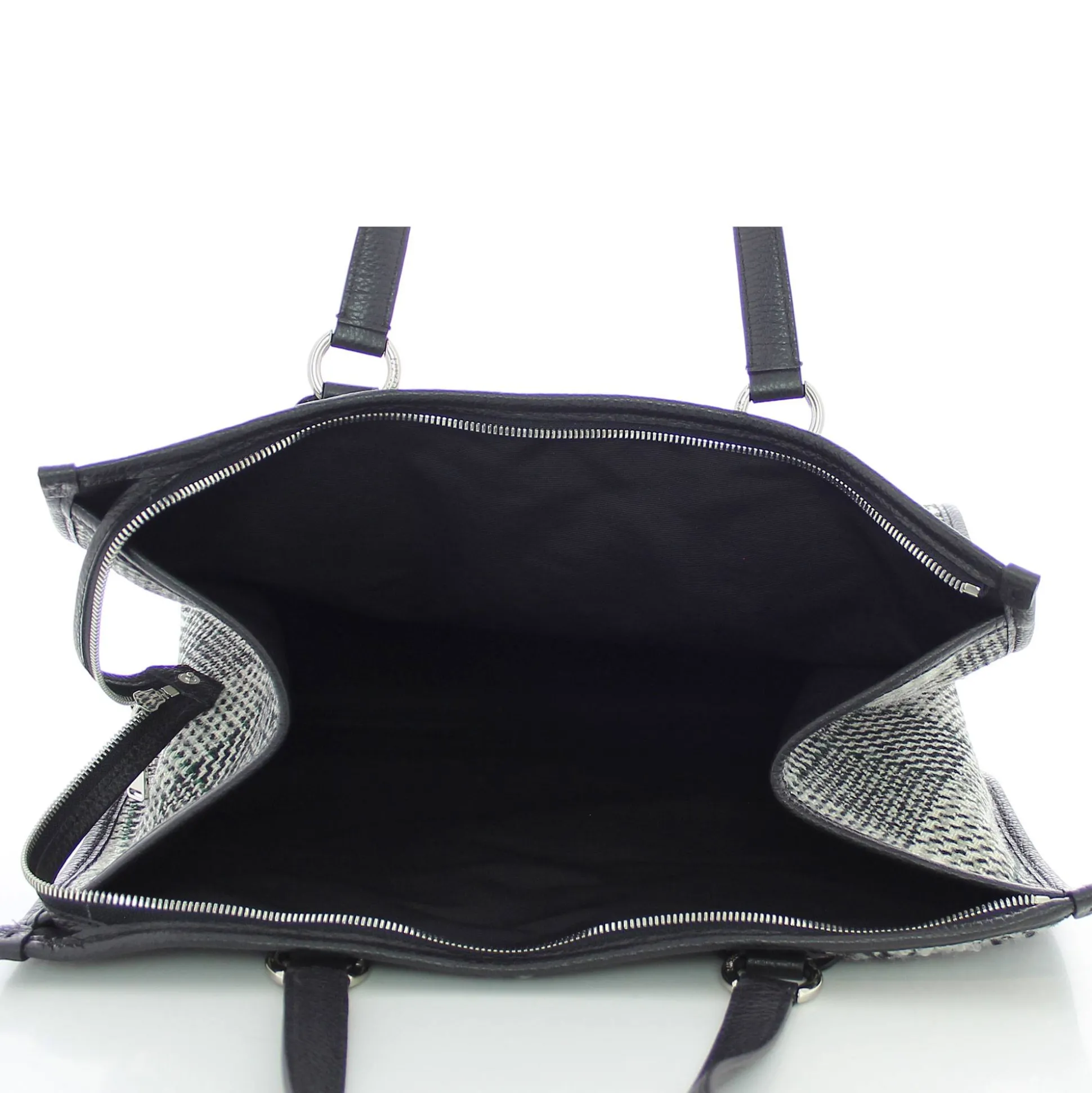 Lancel Sac cabas zippe effet tweed tartan L*Femme Sacs Cabas