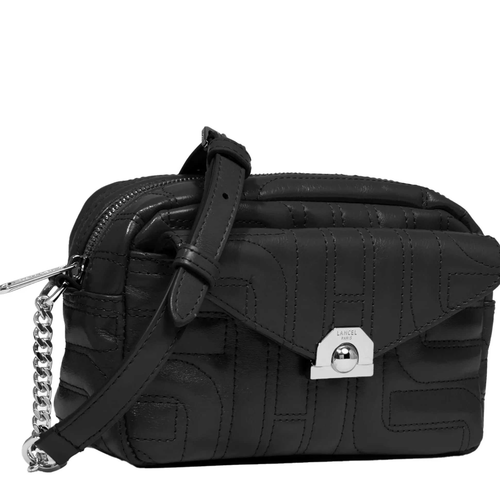 Lancel Sac camera zippe Midi-Minuit en cuir matelasse*Femme Sacs Bandoulière