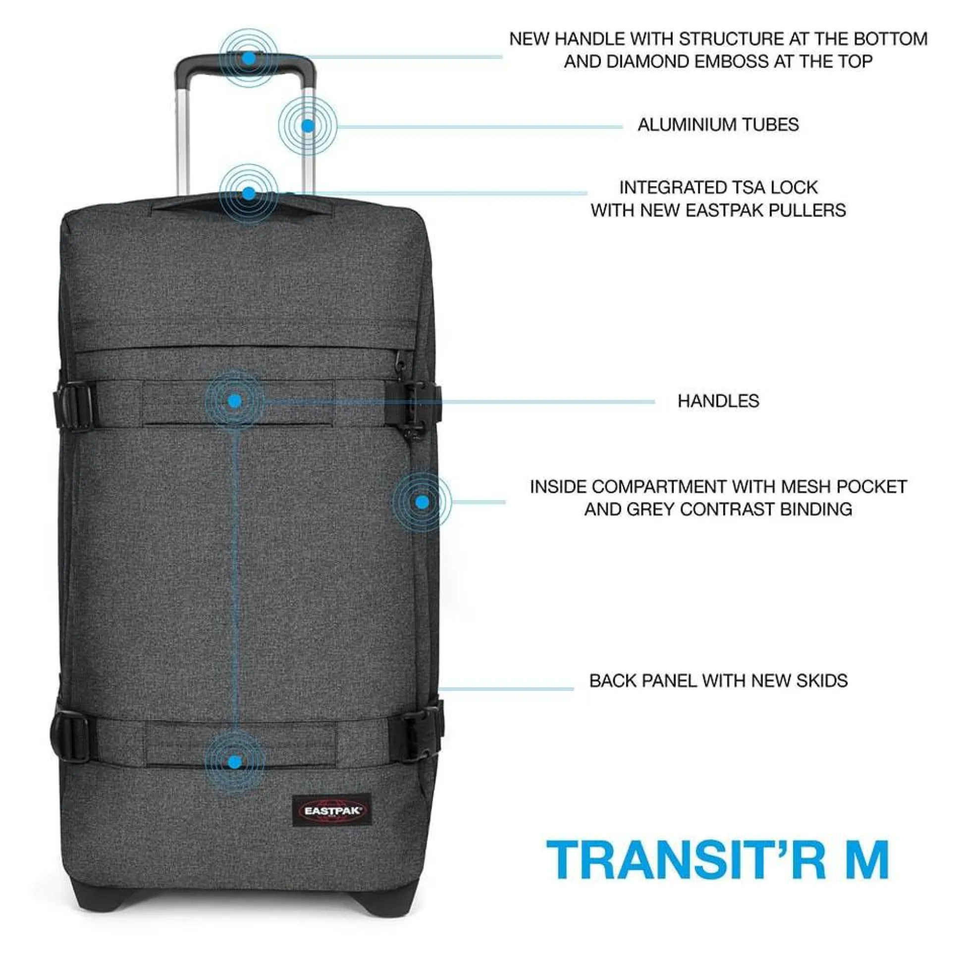Eastpak Sac de voyage a roulettes Transit'R M 67cm* Sacs De Voyage Roulettes