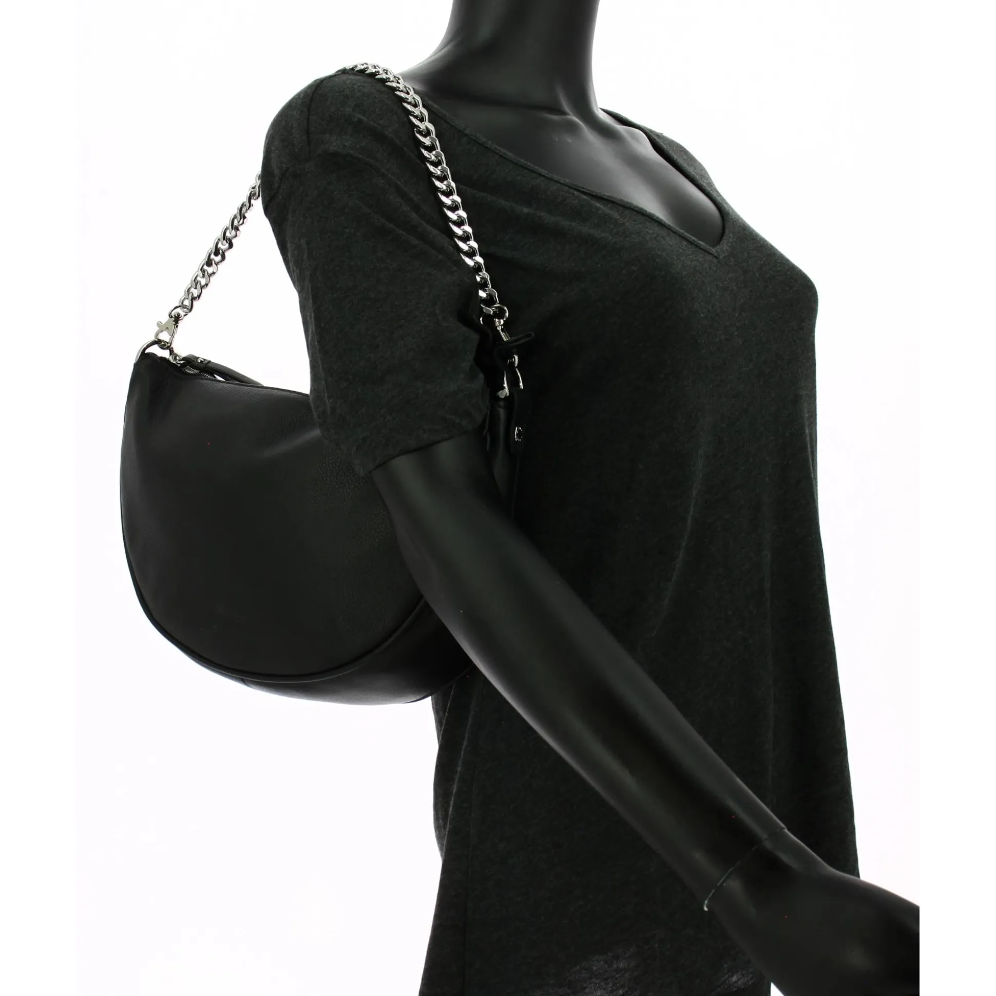 Gianni Conti Sac demi-lune a bandouliere cuir pleine fleur*Femme Sacs Bandoulière