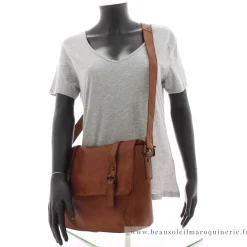 Gianni Conti Sac gibeciere a rabat cuir vintage*Femme Sacs Bandoulière