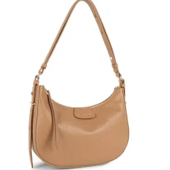 Lancaster Sac hobo zippe M Dune en cuir*Femme Sacs Porté Épaule|Sacs Bandoulière