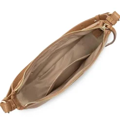 Lancaster Sac hobo zippe M Dune en cuir*Femme Sacs Porté Épaule|Sacs Bandoulière
