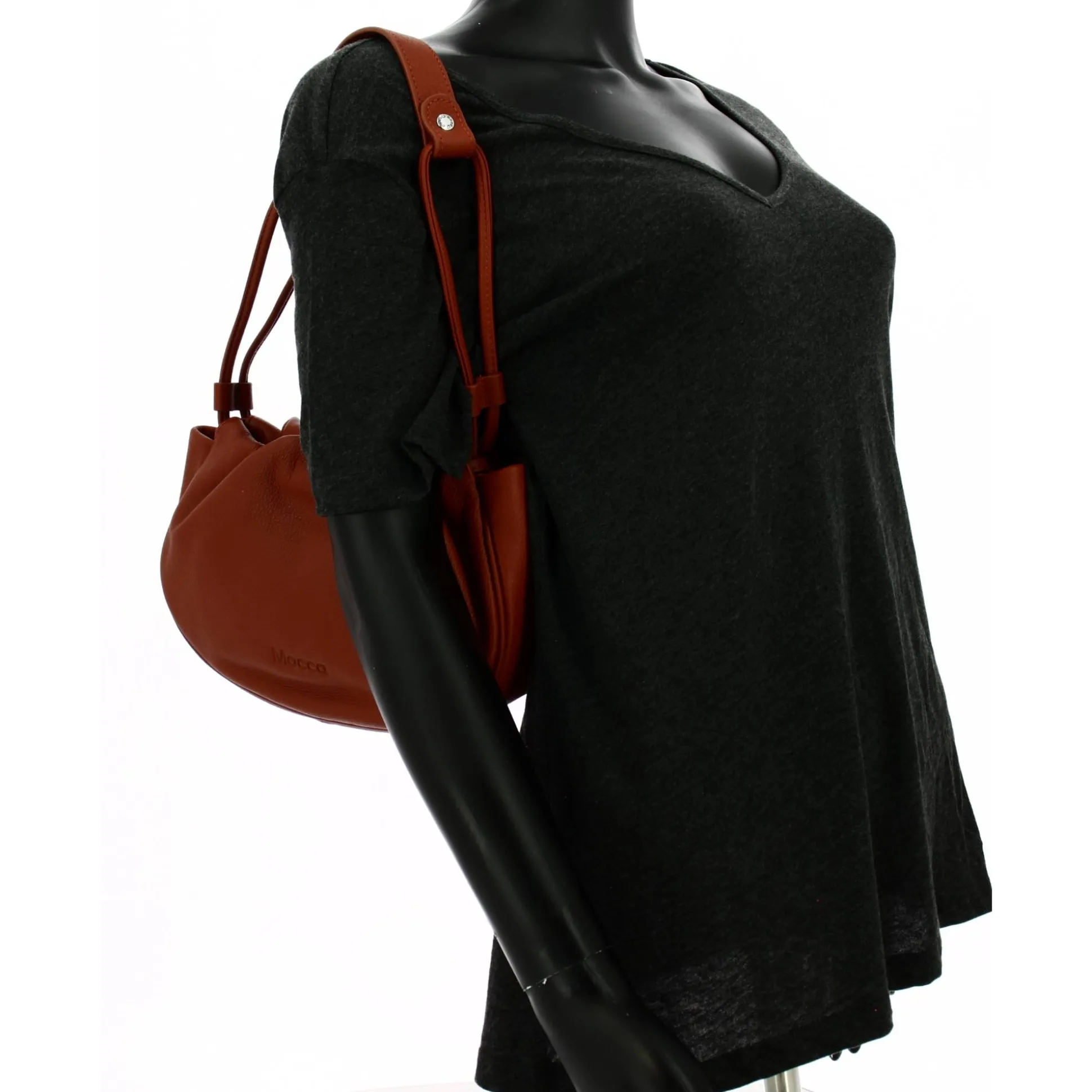 Mocca Sac porte epaule Julie en cuir*Femme Sacs Porté Épaule|Sacs Bandoulière