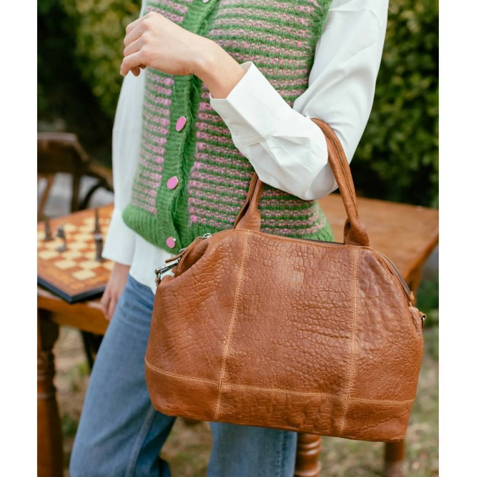 Biba Sac porte main Franklin cuir effet bulle*Femme Sacs À Main