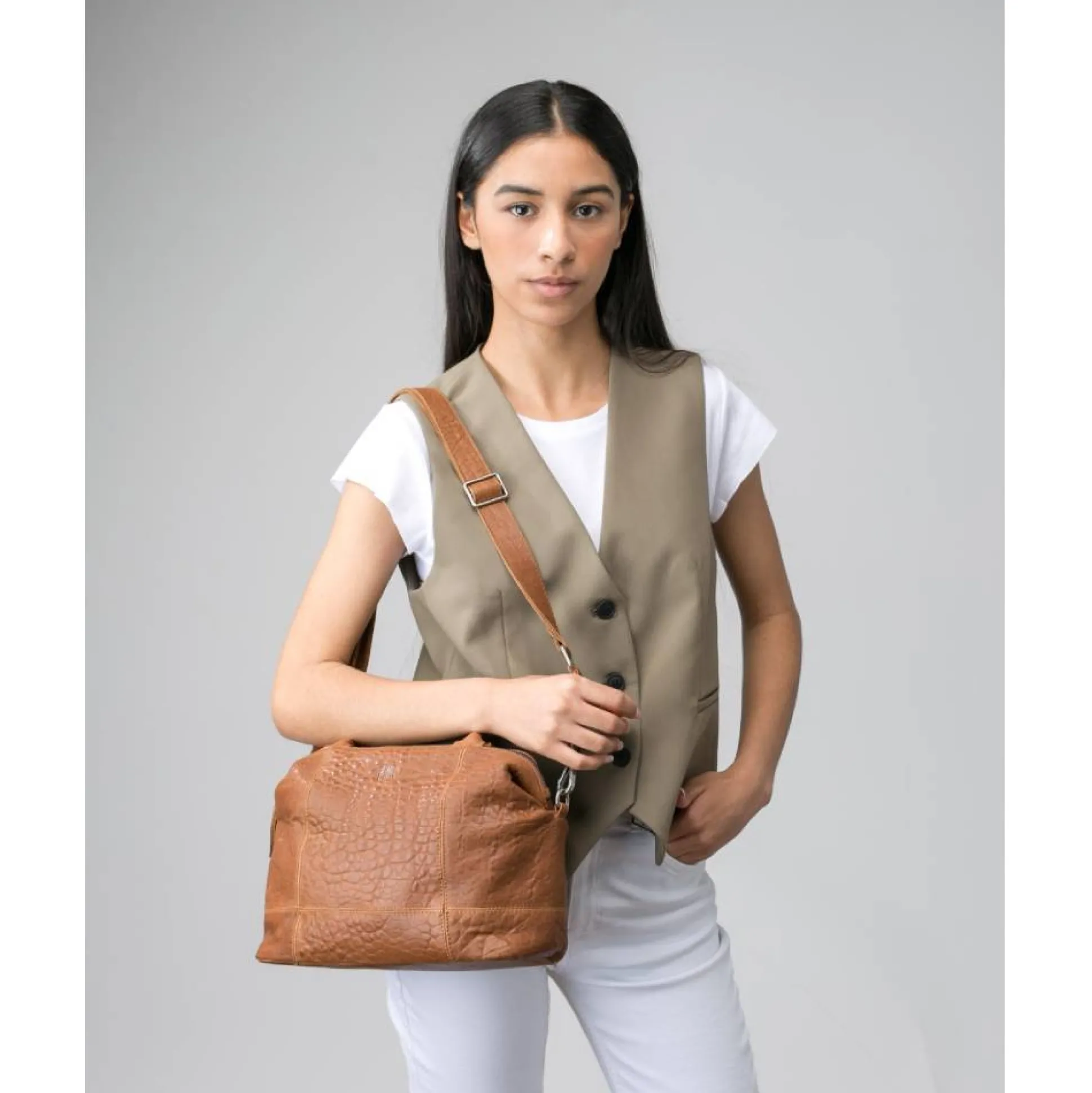 Biba Sac porte main Franklin cuir effet bulle*Femme Sacs À Main