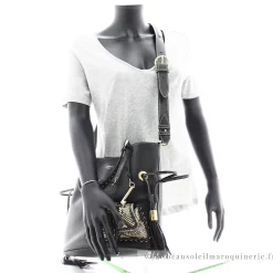 Lancel Sac seau cuir graine et python Premier Flirt*Femme Sacs À Main
