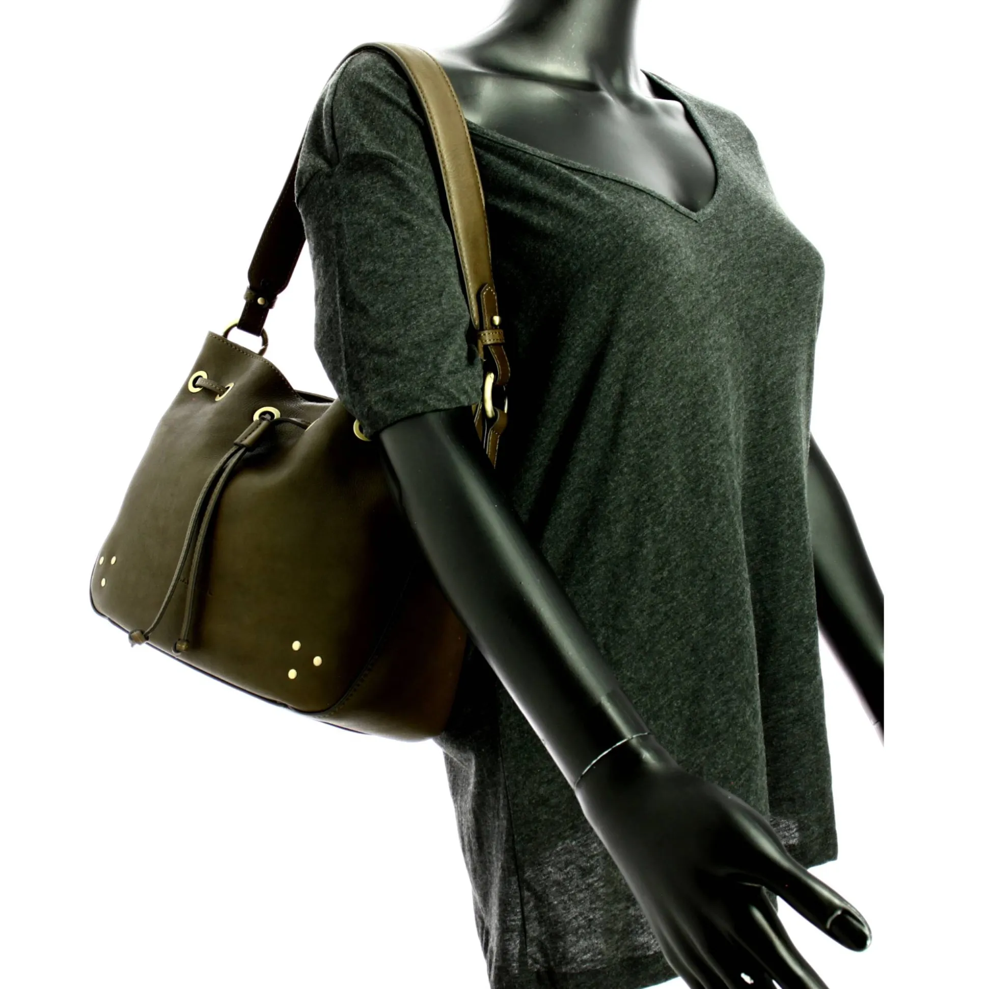 Francinel Sac seau Enola cuir a oeillets et clous*Femme Sacs Porté Épaule
