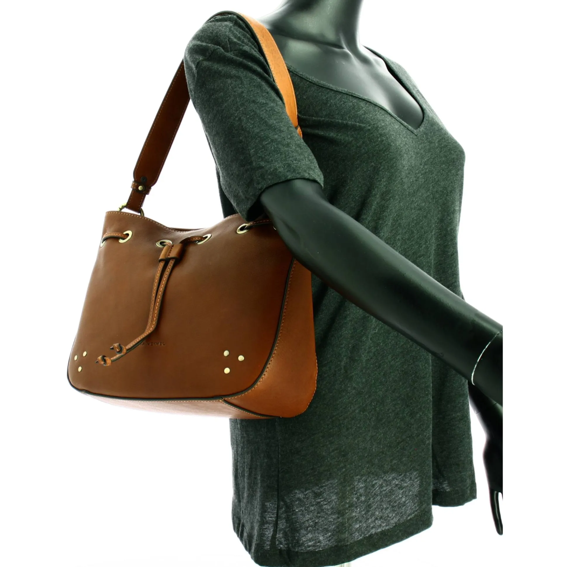 Francinel Sac seau Enola cuir a oeillets et clous*Femme Sacs Porté Épaule