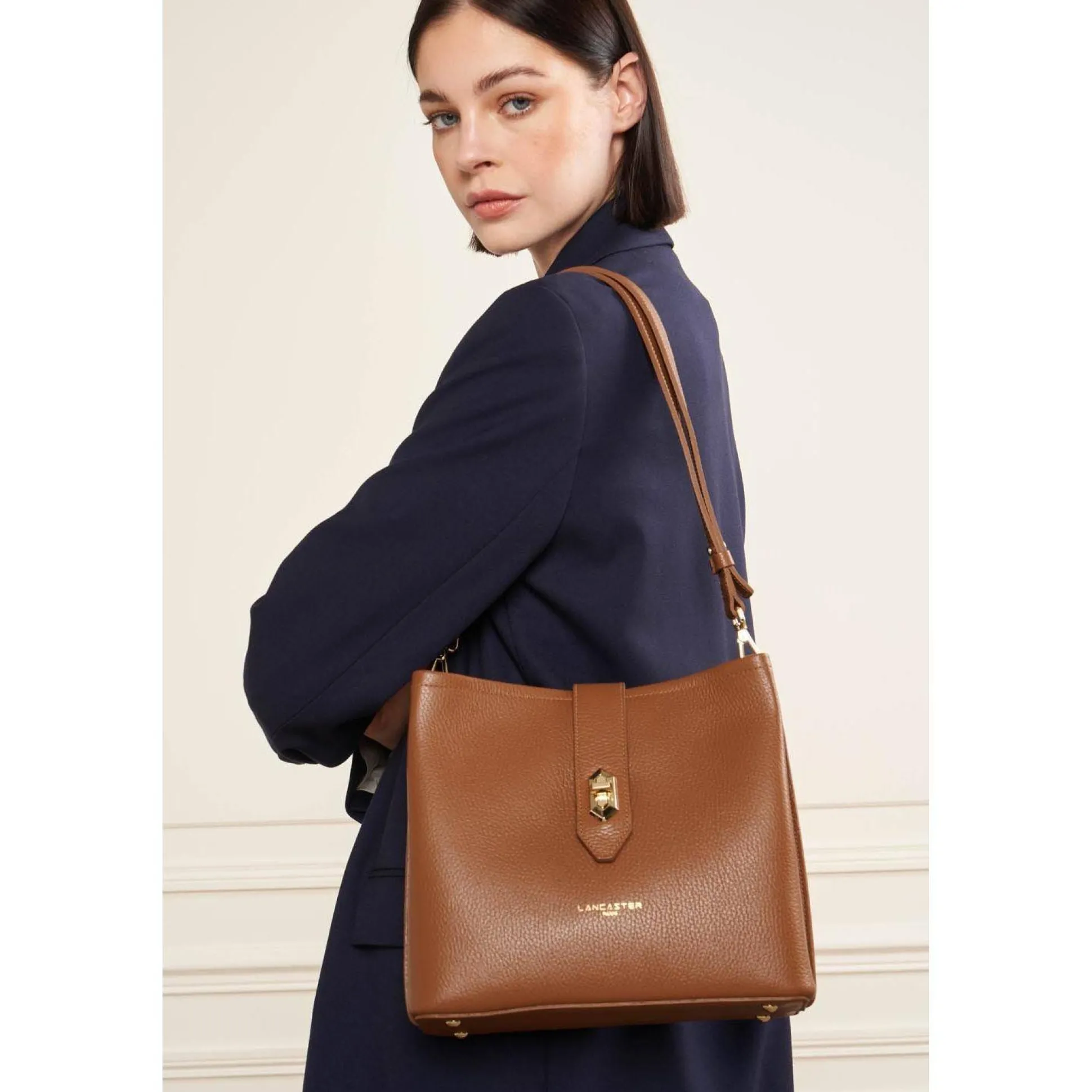 Lancaster Sac seau zippe Top Double en cuir*Femme Sacs Bandoulière